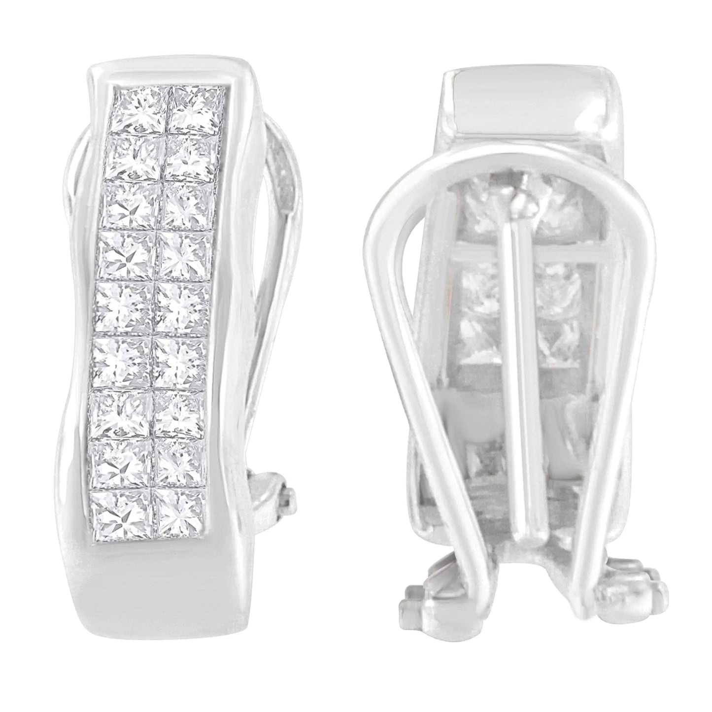 14K White Gold 1 cttw Princess Cut Diamond Earring (G-H, VS1-VS2) WEM Support (www.WEM.support)