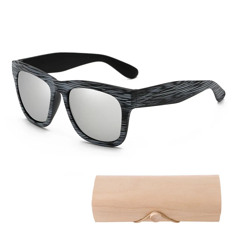 Square Bamboo Retro Sunglasses WEM Support (www.WEM.support)