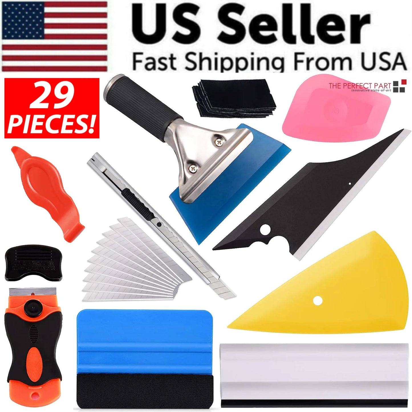 29 PCS Window Tint Tools Kit Car Auto Film Tinting Scraper Squeegee Installation WEM Support (www.WEM.support)