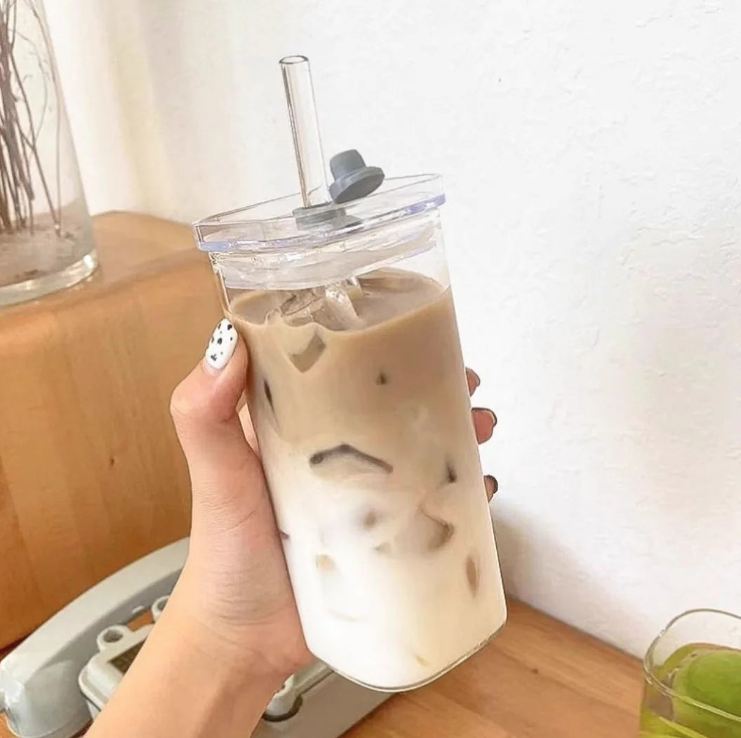 Square Transparent Coffee Cup with Lid WEM Support (www.WEM.support)