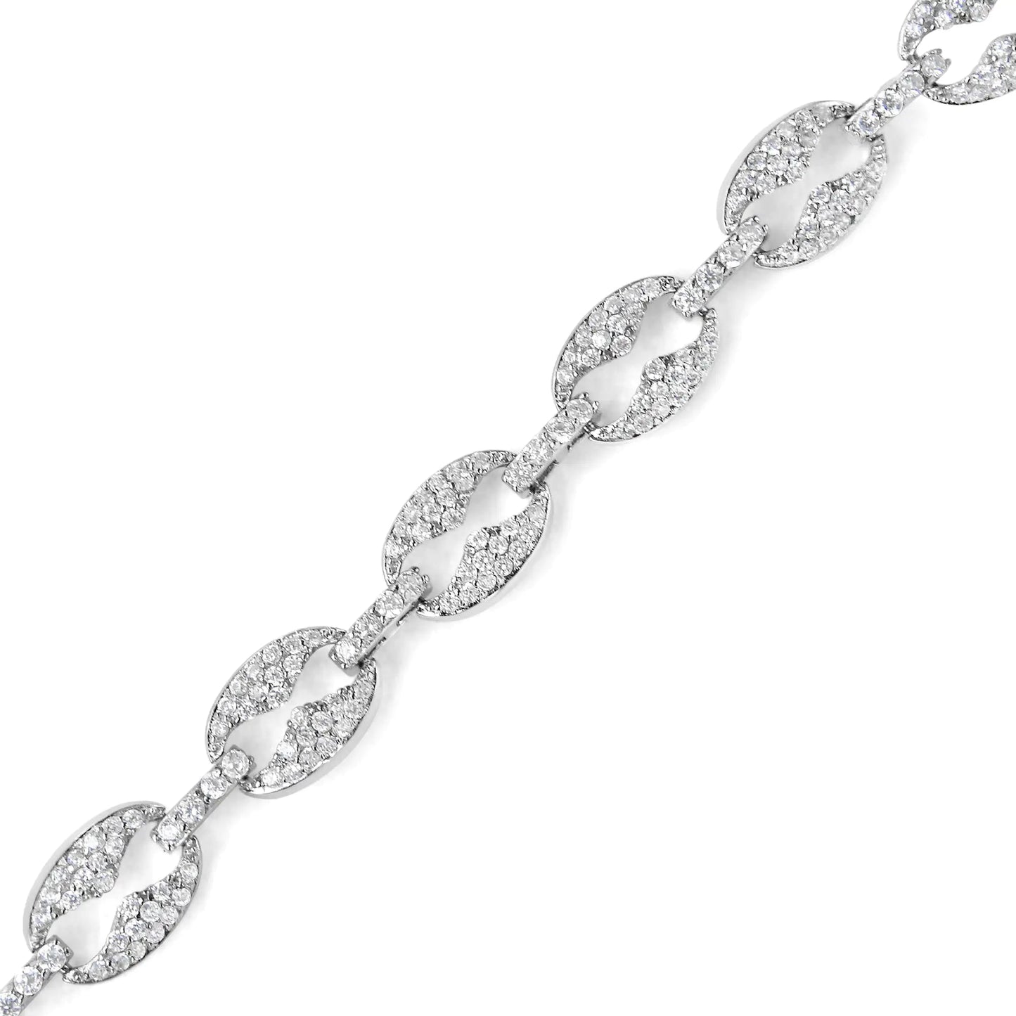 14K White Gold 1 1/2 Cttw Round Diamond Set Link Bracelet (I-J Color, I1-I2 Clarity) - 7" WEM Support (www.WEM.support)