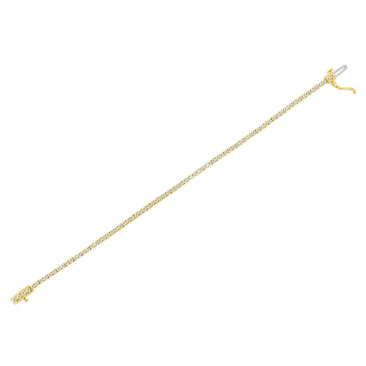 14K Yellow Gold Plated .925 Sterling Silver 2.0 Cttw Diamond Classic Link Tennis Bracelet (K-L Color, I2-I3 Clarity) - 7-1/4" WEM Support (www.WEM.support)