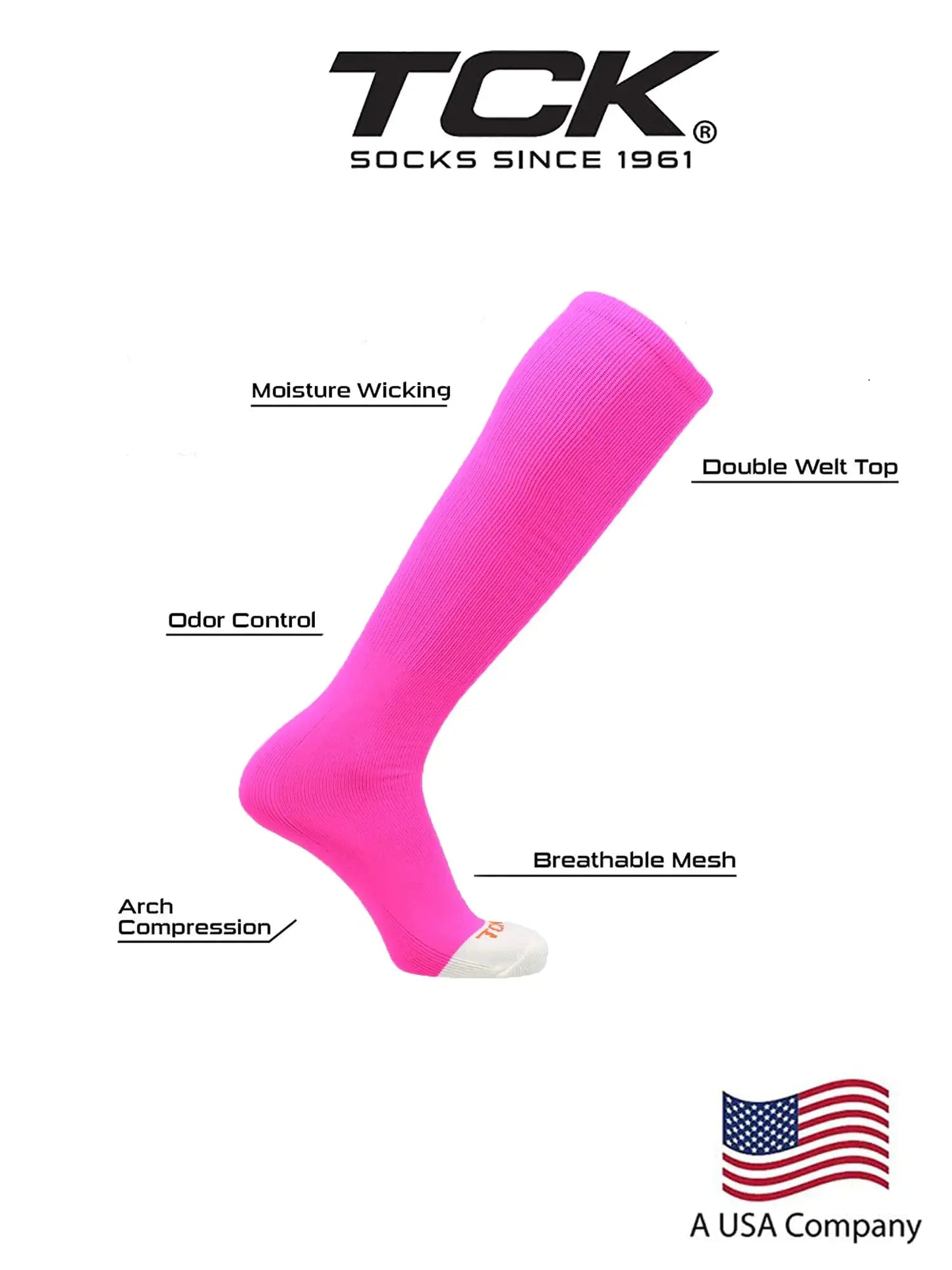 TCK Prosport Tube Socks Baseball Socks Softball Football Hot Pink X-Large My Store