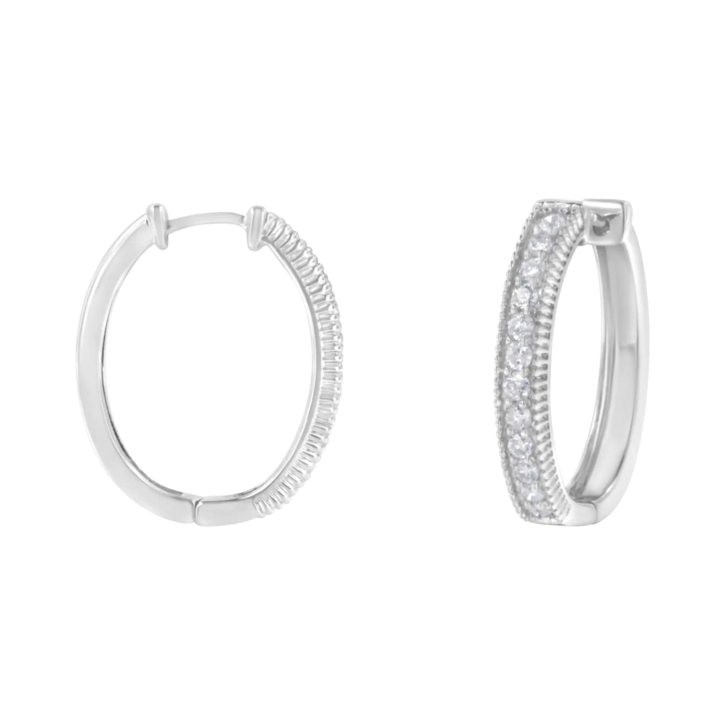 10KT White Gold Diamond Hoop Earring (1.00 cttw, H-I Color, I1-I2 Clarity) WEM Support (www.WEM.support)