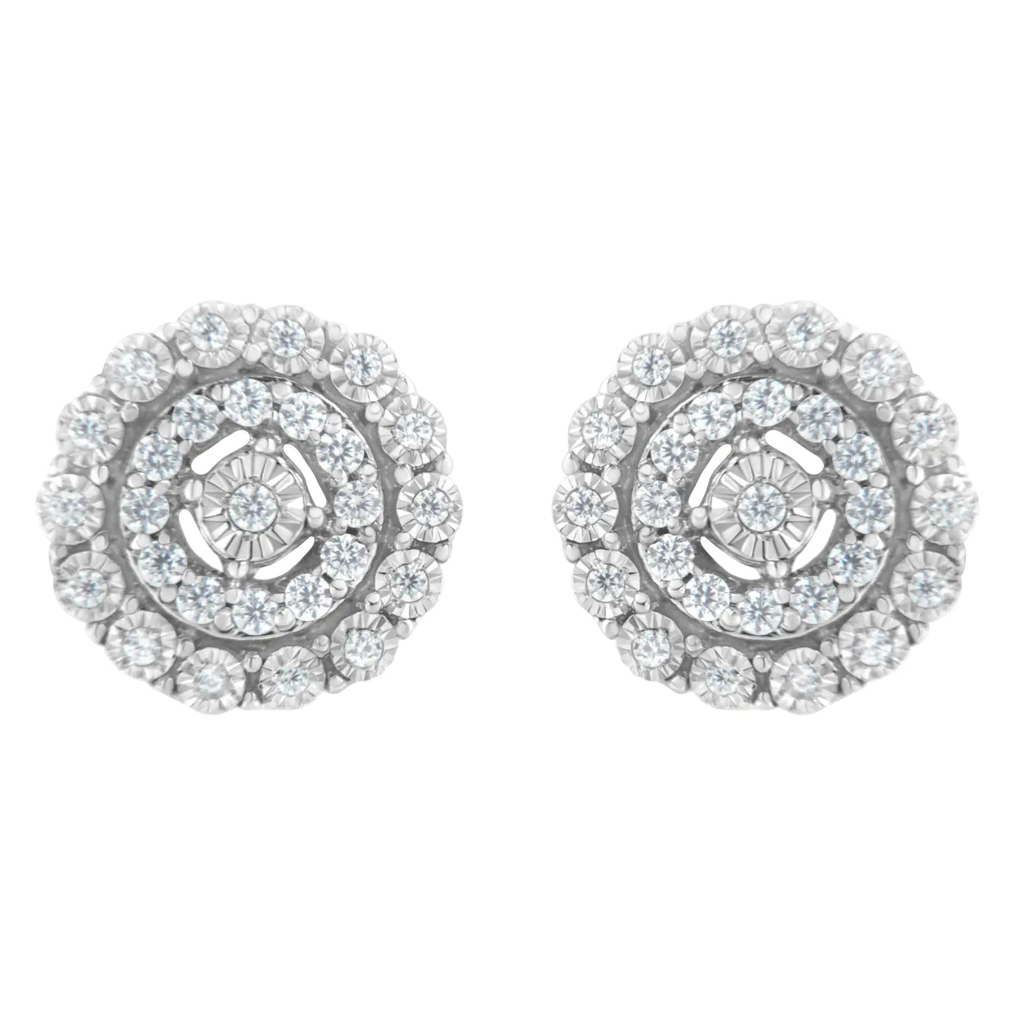 10KT White Gold 1/2 cttw Double Halo Brilliant Round-Cut Diamond Stud Earrings (I-J Clarity, I2-I3 Color) WEM Support (www.WEM.support)