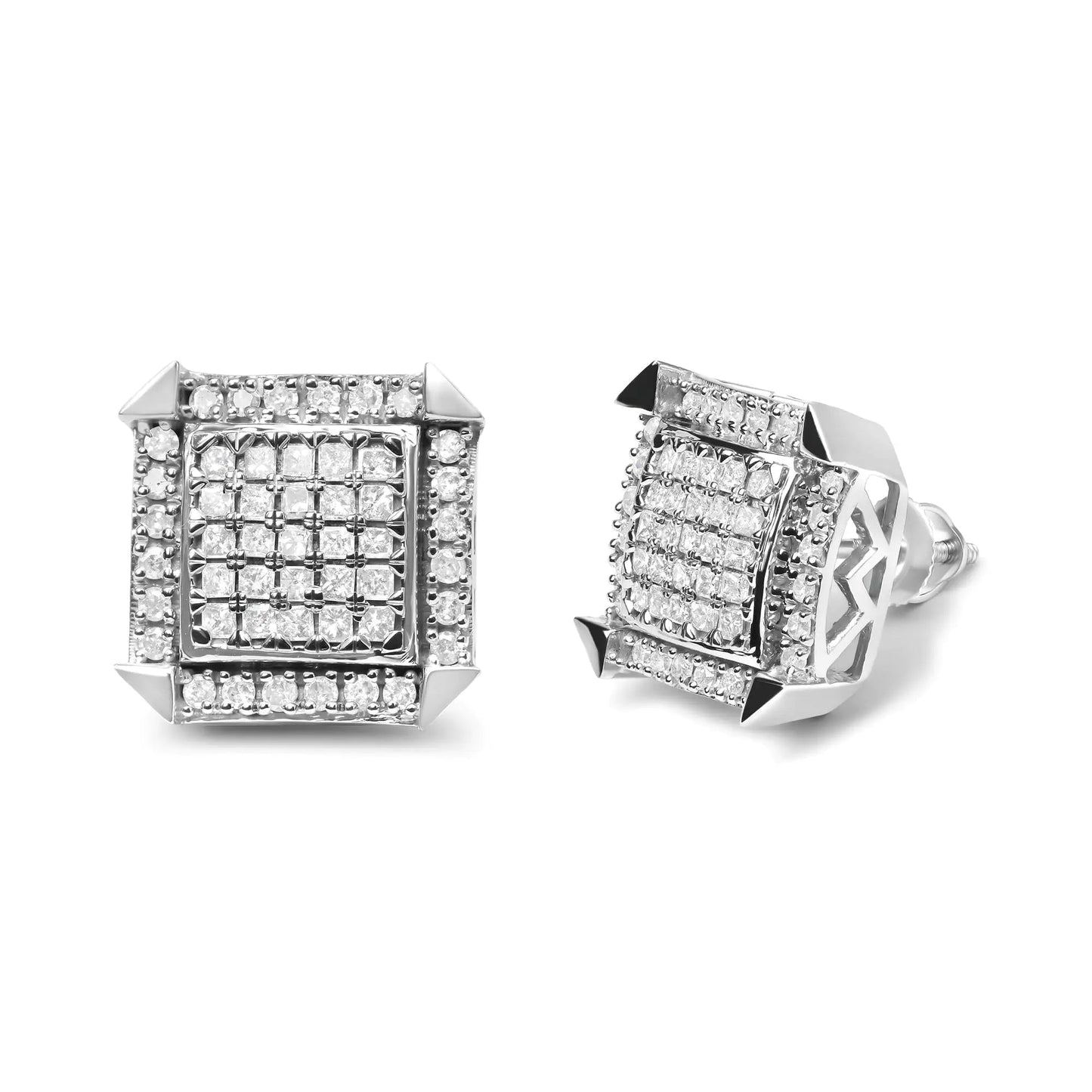 10K White Gold 1.0 Cttw Diamond Composite with Halo Stud Earrings (H-I Color, I1-I2 Clarity) WEM Support (www.WEM.support)