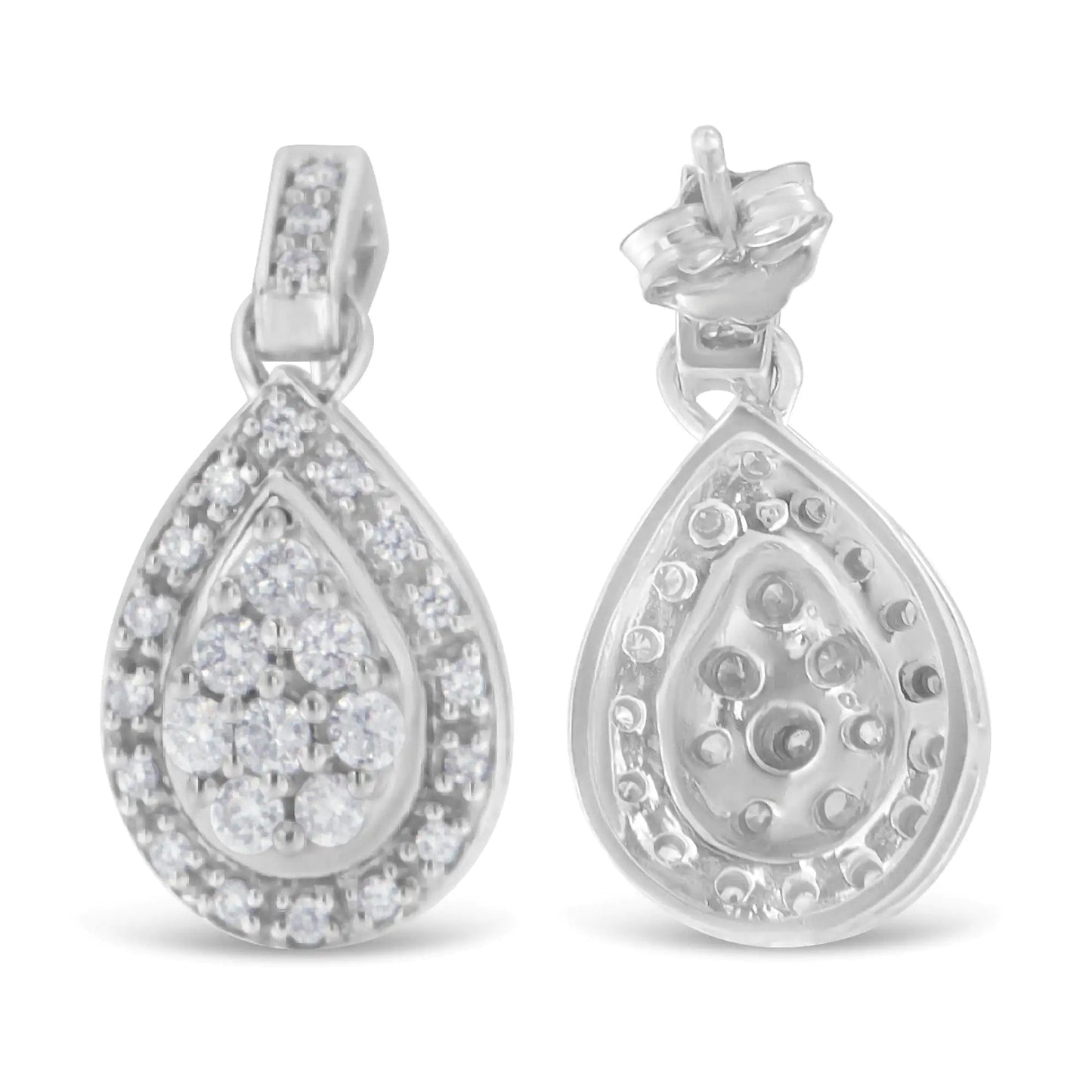 10k White Gold Round Cut Diamond Earrings (0.75 cttw, H-I Color, I1-I2 Clarity) WEM Support (www.WEM.support)