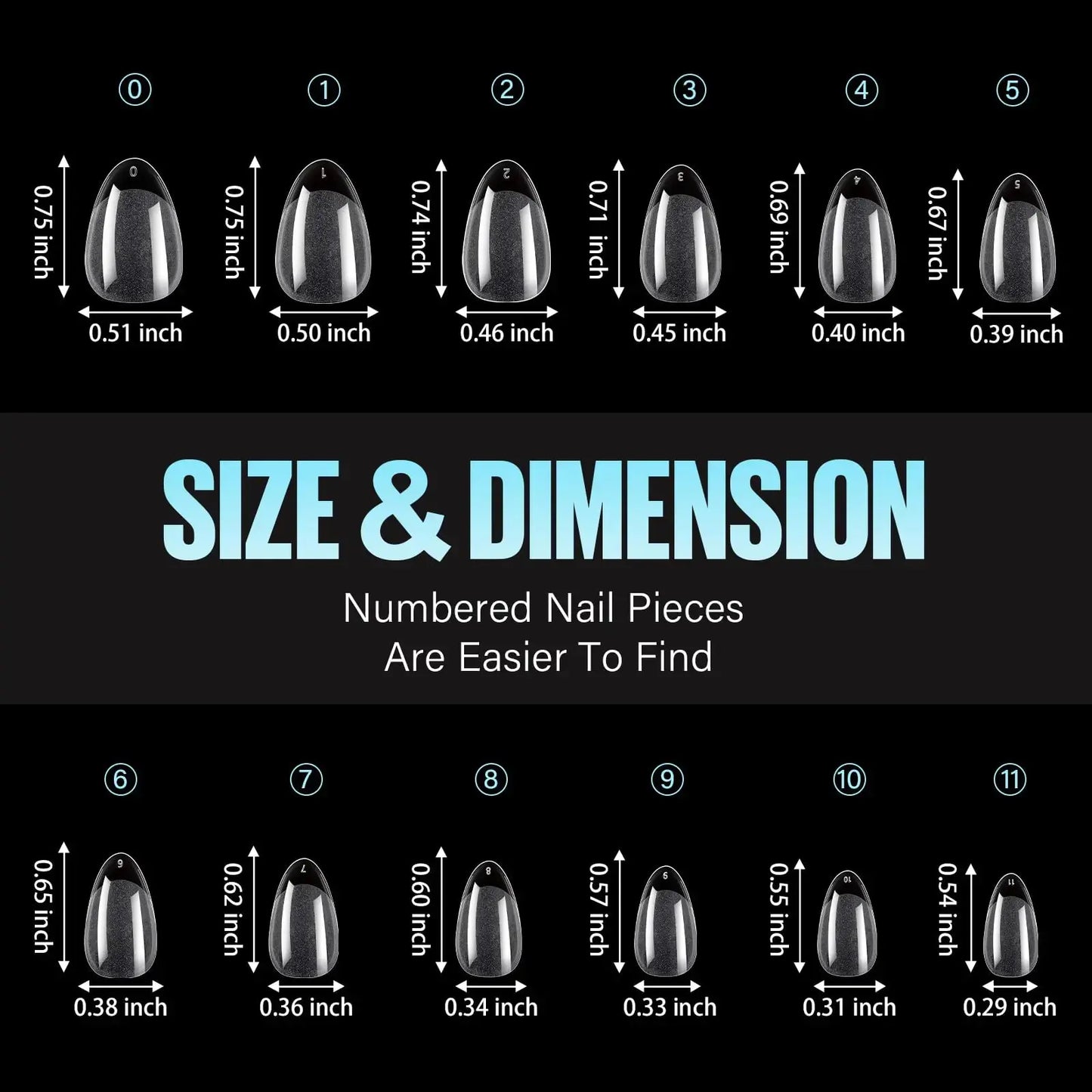 TOMICCA Short Almond Nail Tips, 240Pcs Half Matte Soft Gel Nail Tips, 12 Sizes Acrylic Pre-Shaped Nails, Full Cover False Nails for Extension Nail My Store