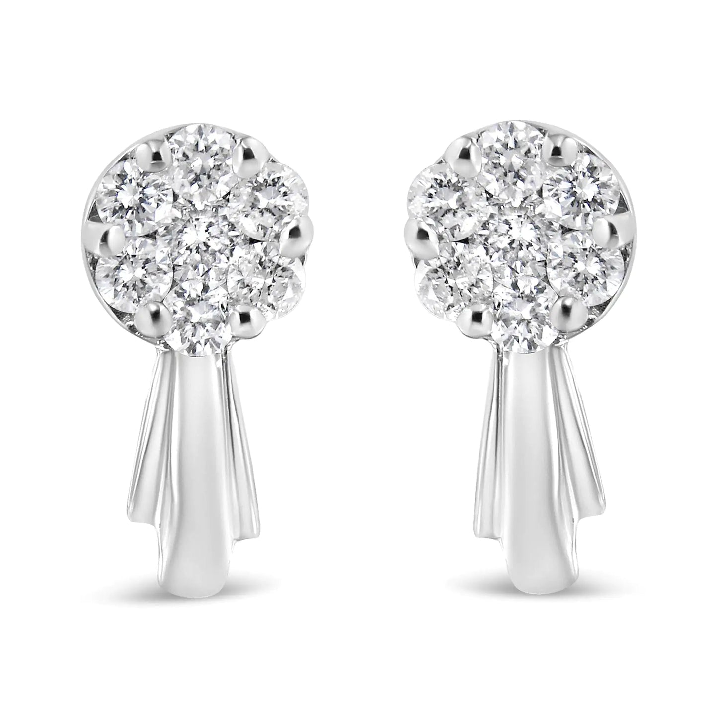 14K Gold 3/4 Cttw Diamond Floral Cluster Drop and Dangle Stud Earrings (H-I Color, I1-I2 Clarity) WEM Support (www.WEM.support)