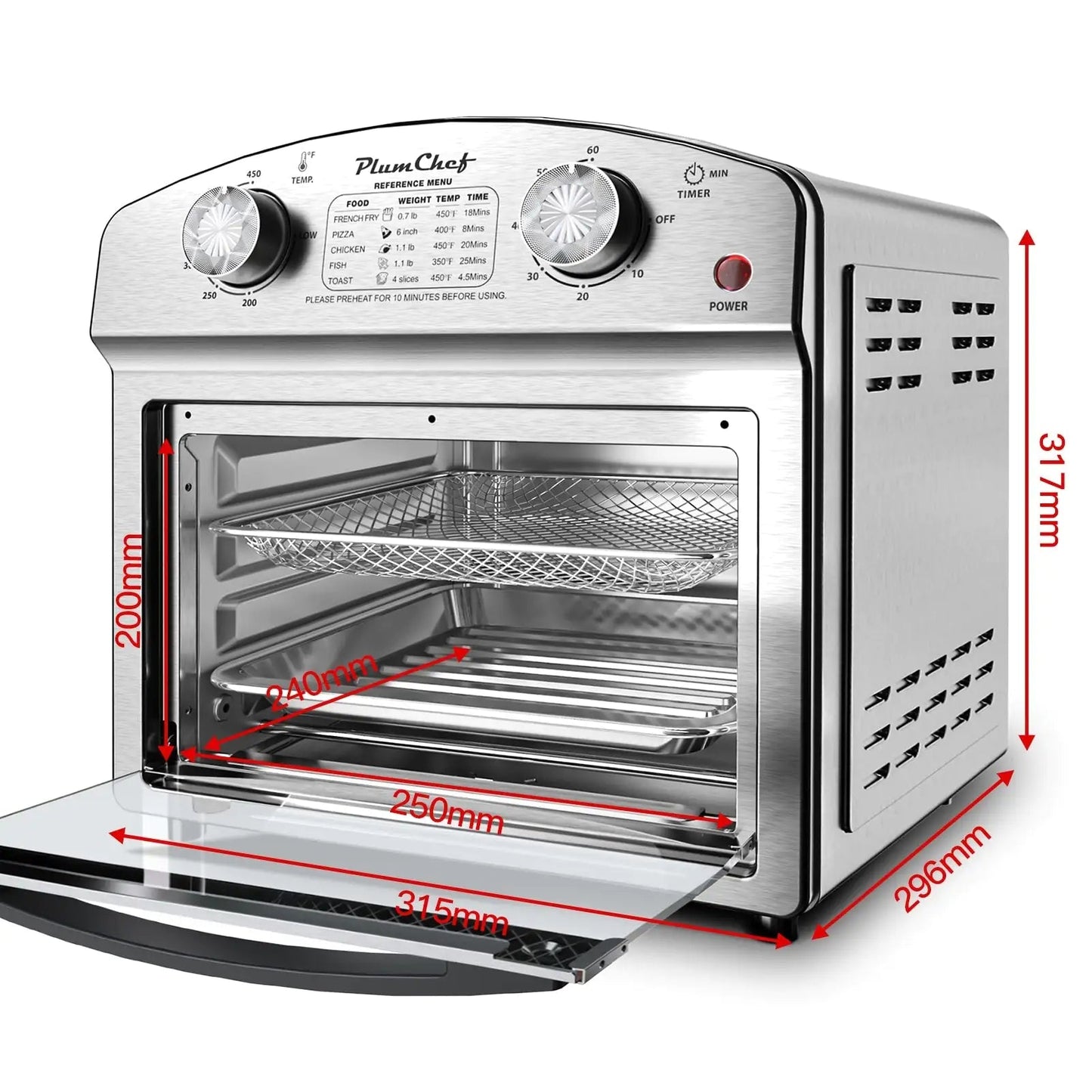 Stainless Steel 12 Liter Air Fryer With Dual Knob Control WEM Support (www.WEM.support)