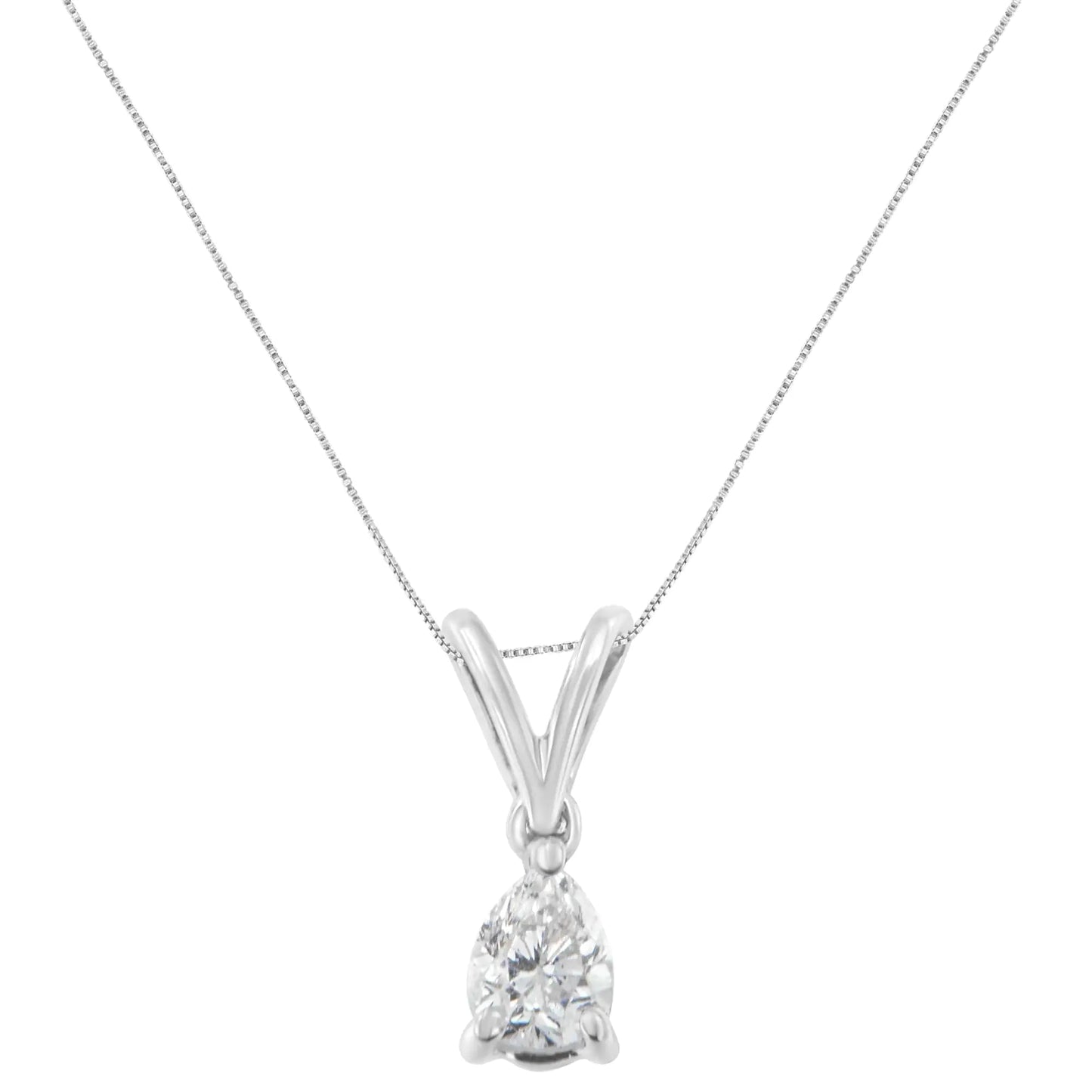 10K White Gold 1/5 cttw Diamond Pear Pendant Necklace (H-I, SI1-SI2) WEM Support (www.WEM.support)