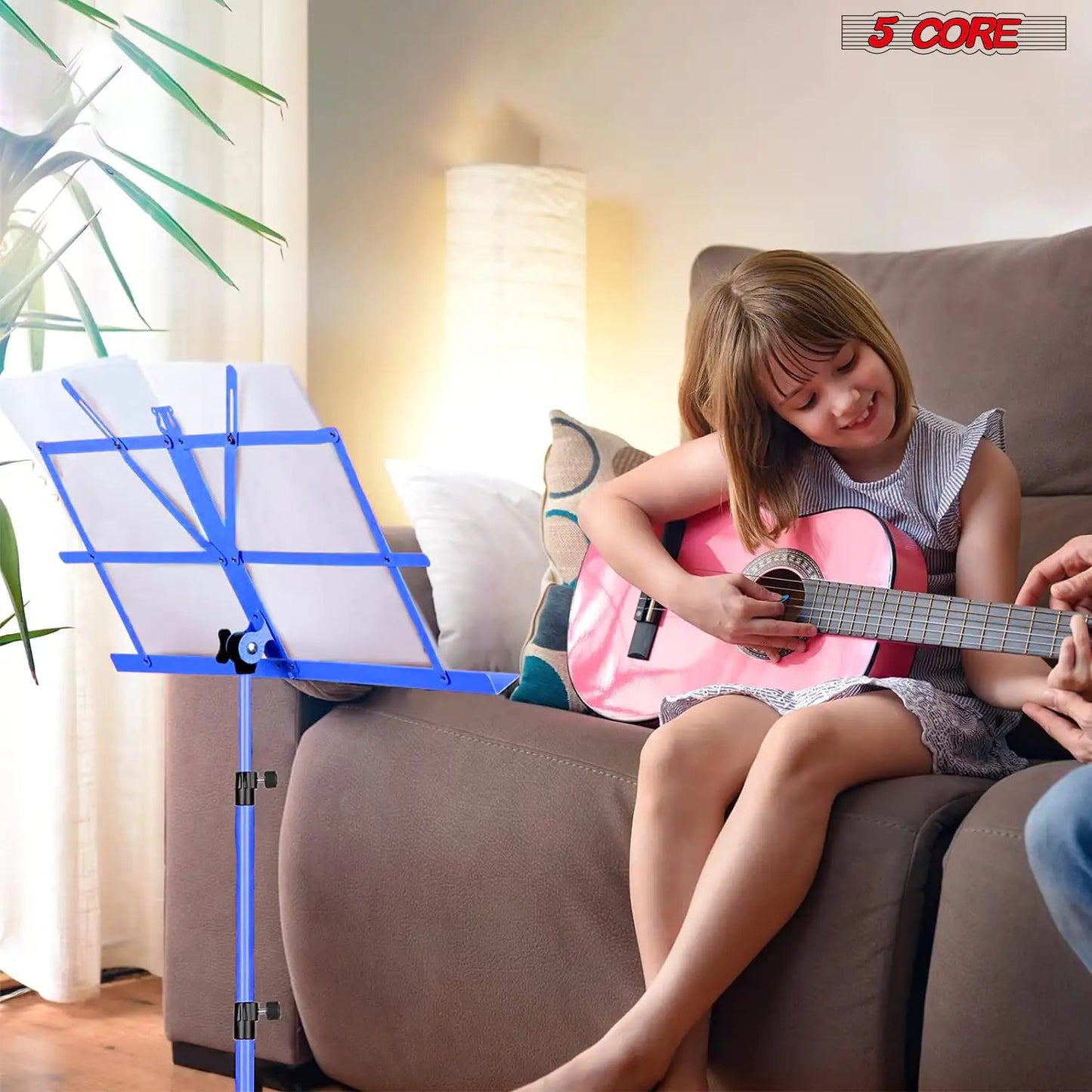 Suporte de Música 5Core para Partituras Portátil Tripé Ajustável Dobrável Porta-Notas AZUL WEM Support (www.WEM.support)