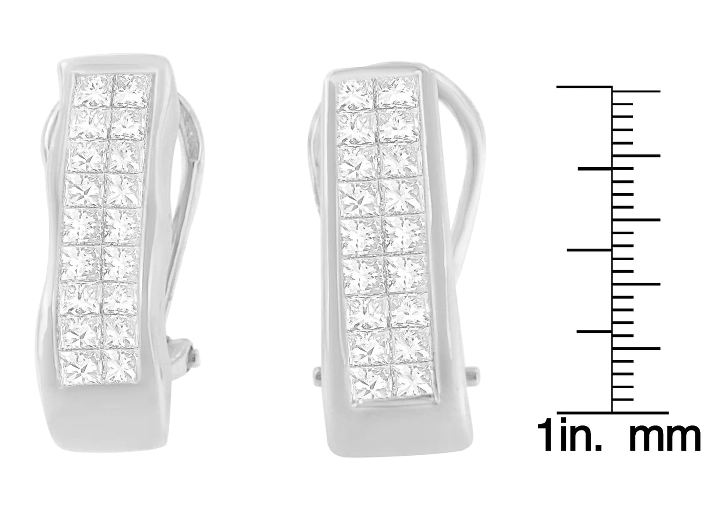 14K White Gold 1 cttw Princess Cut Diamond Earring (G-H, VS1-VS2) WEM Support (www.WEM.support)
