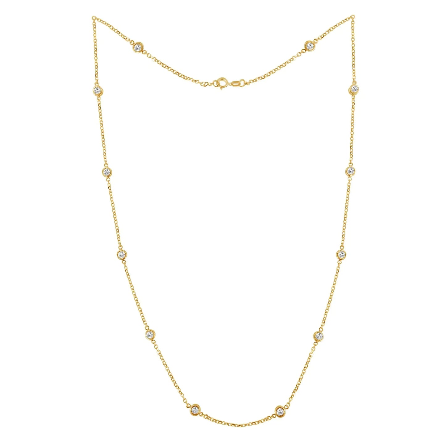 Sterling Silver Bezel-Set Diamond Station Necklace (1 cttw, J-K Color, I1-I2 Clarity) WEM Support (www.WEM.support)