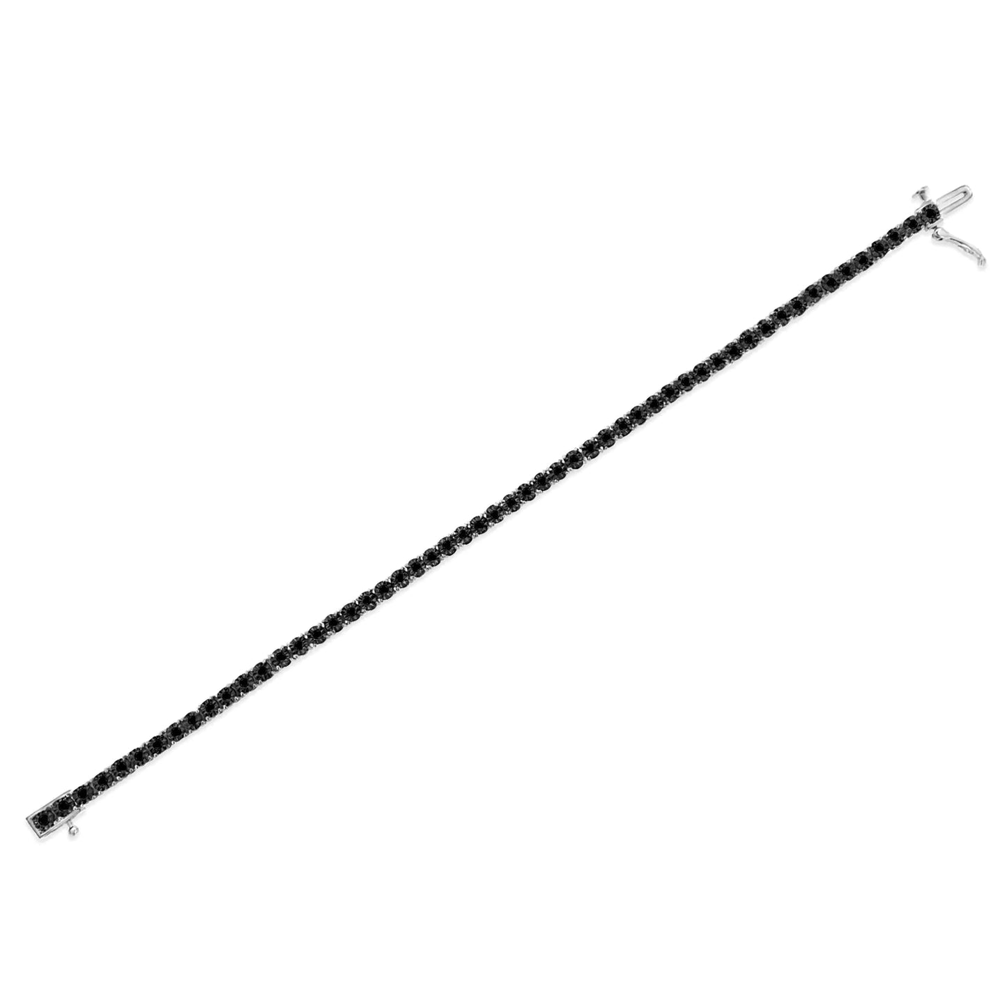 .925 Sterling Silver 1.0 Cttw Miracle-Set Treated Black Diamond Round Miracle Plate Tennis Bracelet (Black Color, I3 Clarity) - 7.25" WEM Support (www.WEM.support)