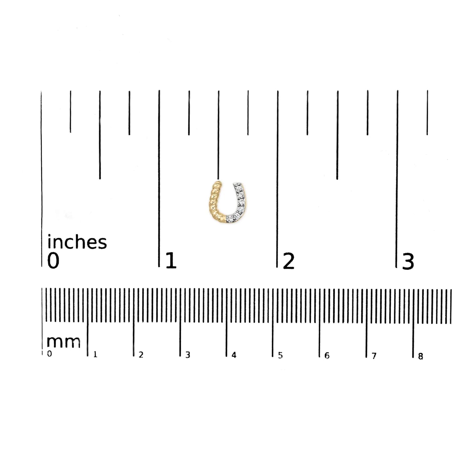 14K Gelbgold 1/10 Karat Diamant und Geflochtene Hufeisen Ohrstecker (I-J Farbe, I1-I2 Reinheit) WEM Support (www.WEM.support)
