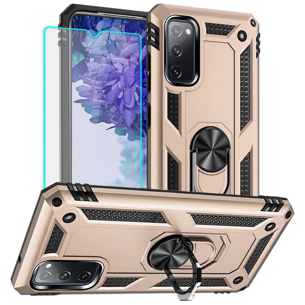 Yiakeng for Samsung Galaxy S20 FE Case, Galaxy S20 FE 5G case with HD Screen Protector, Military Grade Protective Cases with Ring for Samsung Galaxy S20 FE 5G (Red)