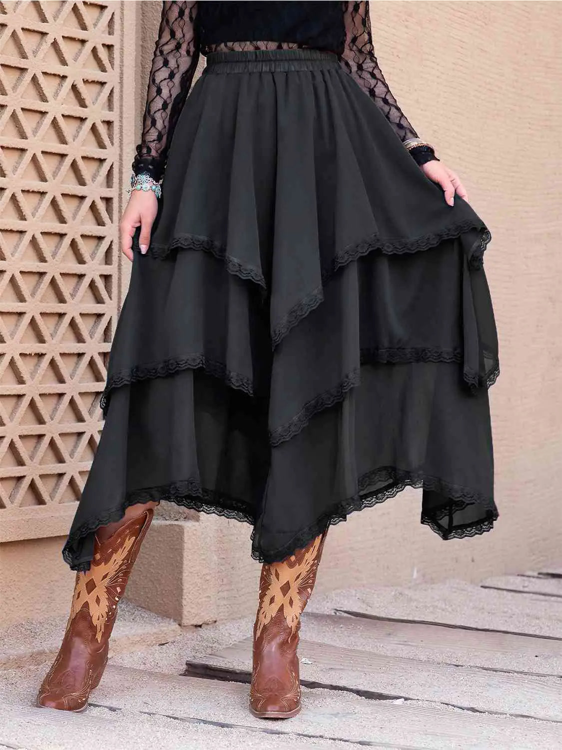 Tasha Tiered Midi Skirt- WEM Support (www.WEM.support)