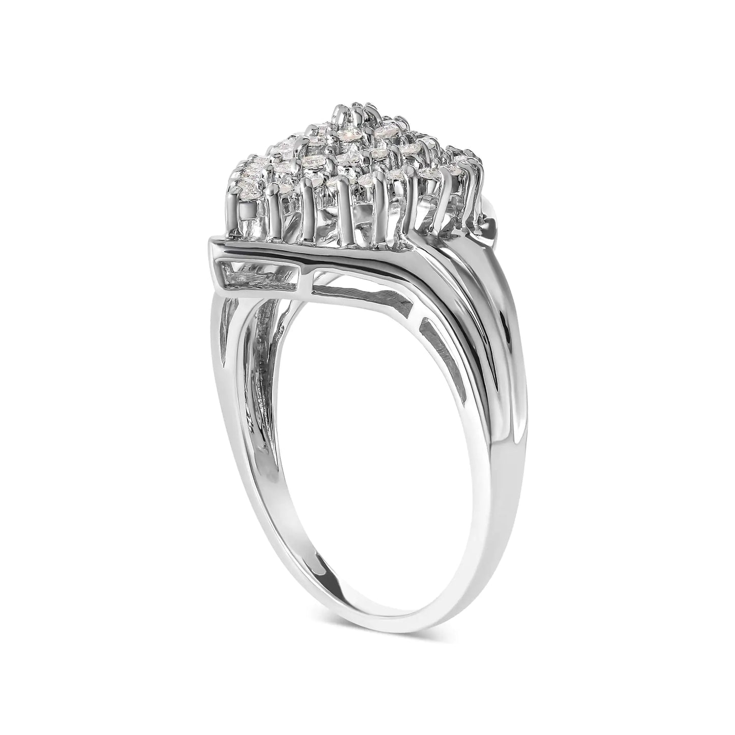 10K White Gold 1/2 Cttw Diamond Pear Shaped Cluster Ring (H-I Color, I1-I2 Clarity) WEM Support (www.WEM.support)