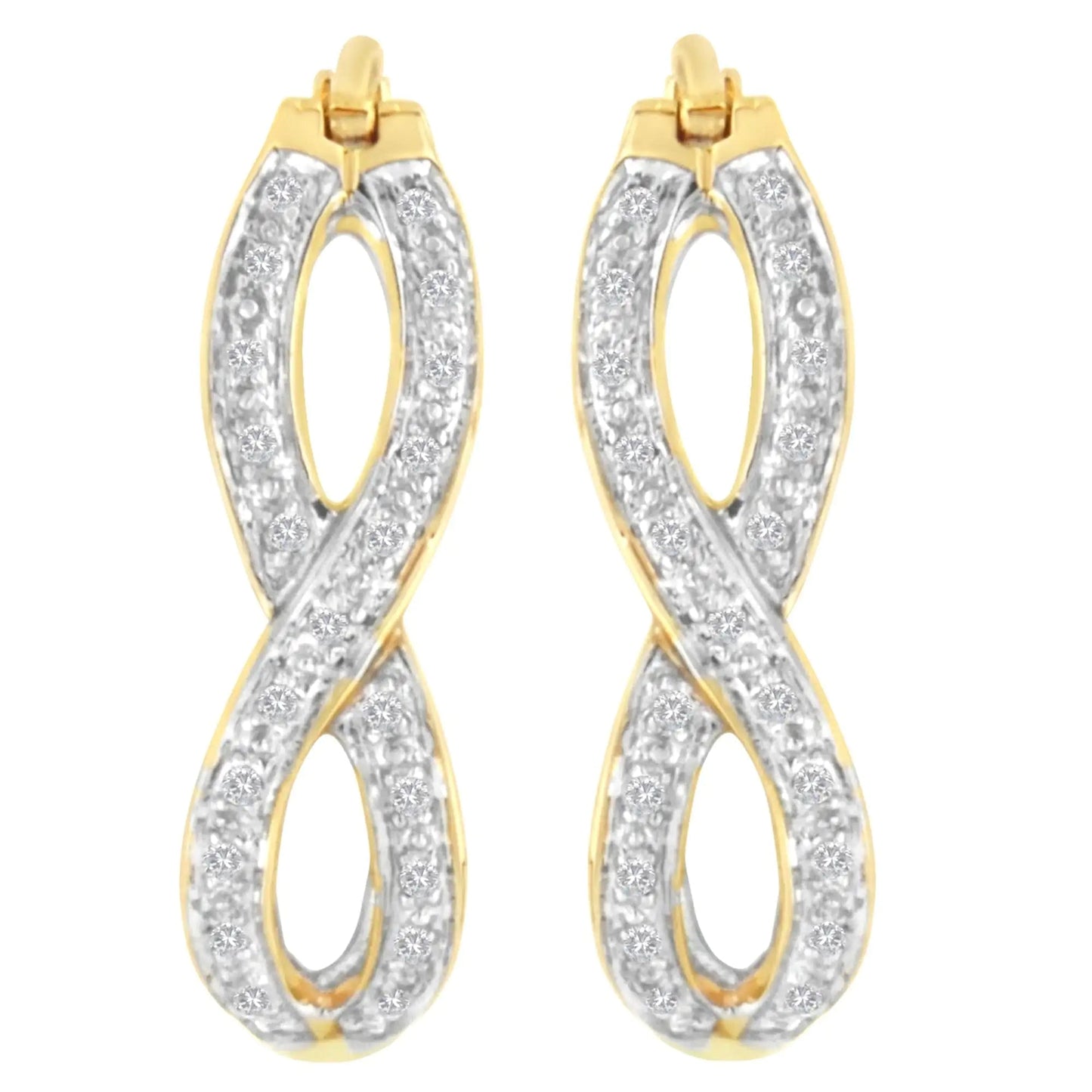 10K Yellow and White Gold 1/4 cttw Diamond Double Infinity Hoop Earrings (I-J Clarity, I1-I2 Color) WEM Support (www.WEM.support)
