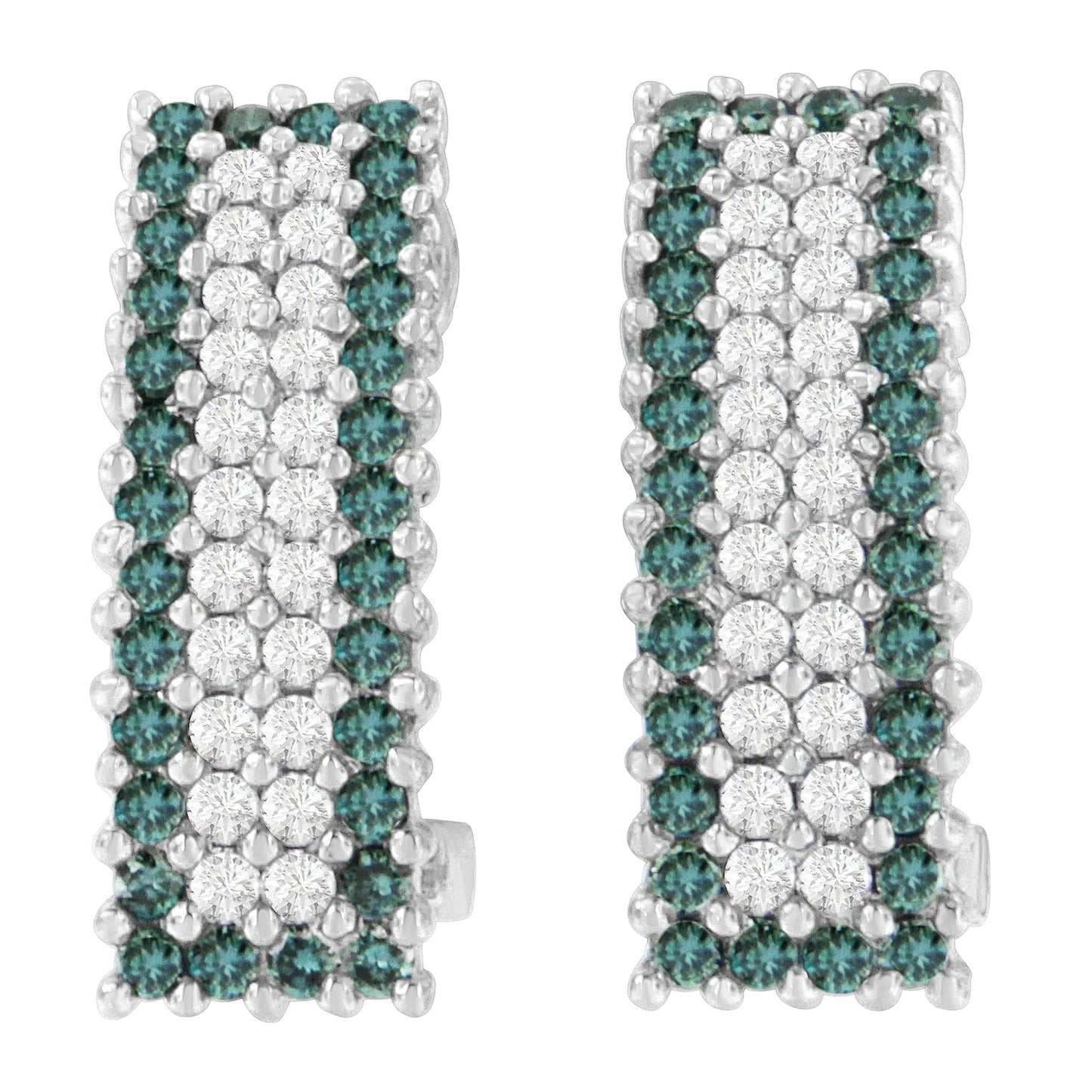 14K White Gold 2 cttw White and Treated Blue Diamond Earrings (H-I, SI1-SI2) WEM Support (www.WEM.support)