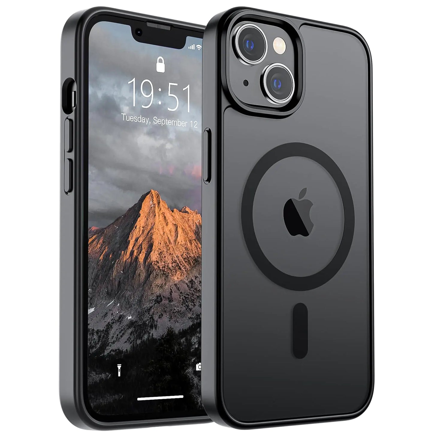 SUPFINE Magnetic for iPhone 15 Plus Case & iPhone 14 Plus Case(Compatible with MagSafe)(10 FT Military Grade Drop Protection) Slim Translucent Shockproof with Anti-Fingerprint Phone Case,Black