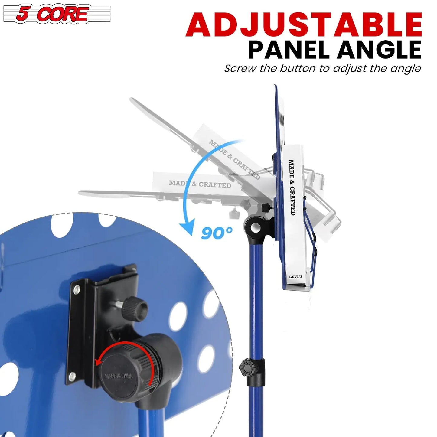 Suporte para Partituras 5Core Portátil, Tripé Ajustável e Dobrável, Suporte para Notas AZUL WEM Support (www.WEM.support)