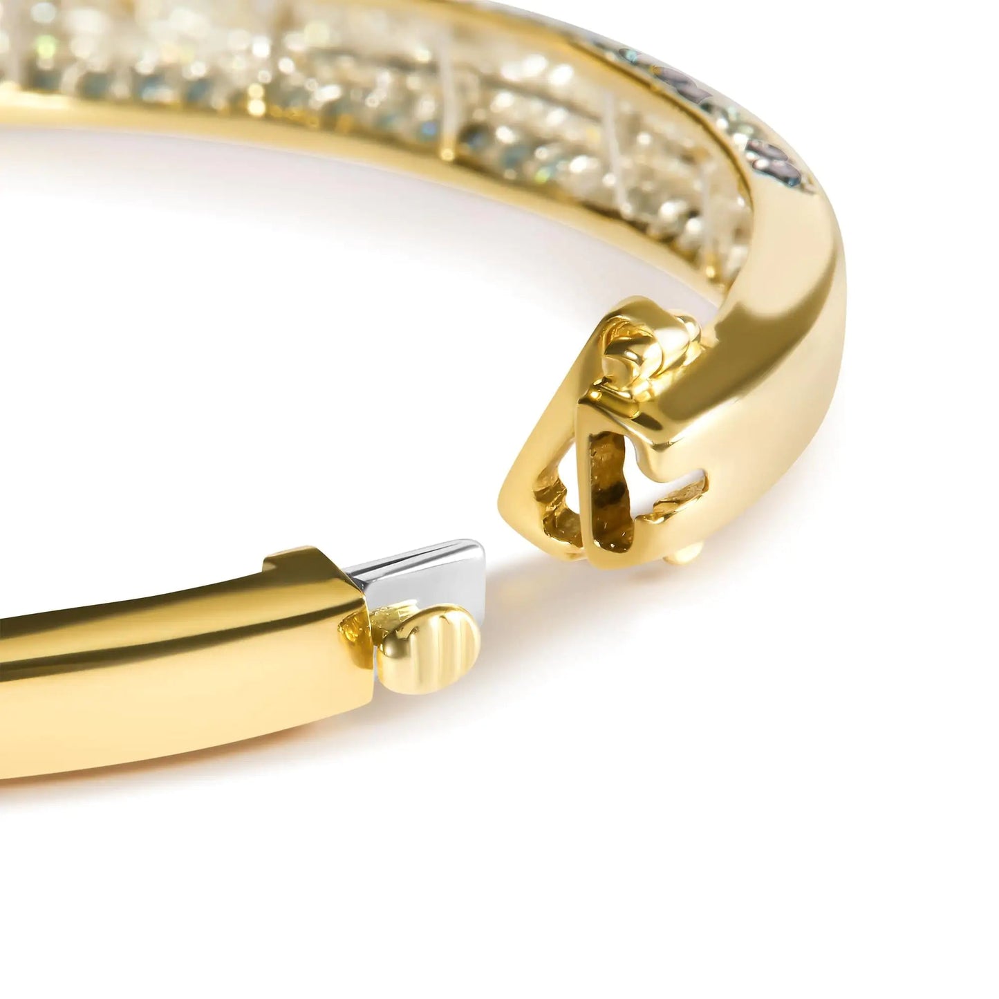 14K Yellow Gold 2.0 Cttw Treated Blue and White Diamond Bangle Bracelet (H-I Color, SI2-I1 Clarity) - Size 7 WEM Support (www.WEM.support)