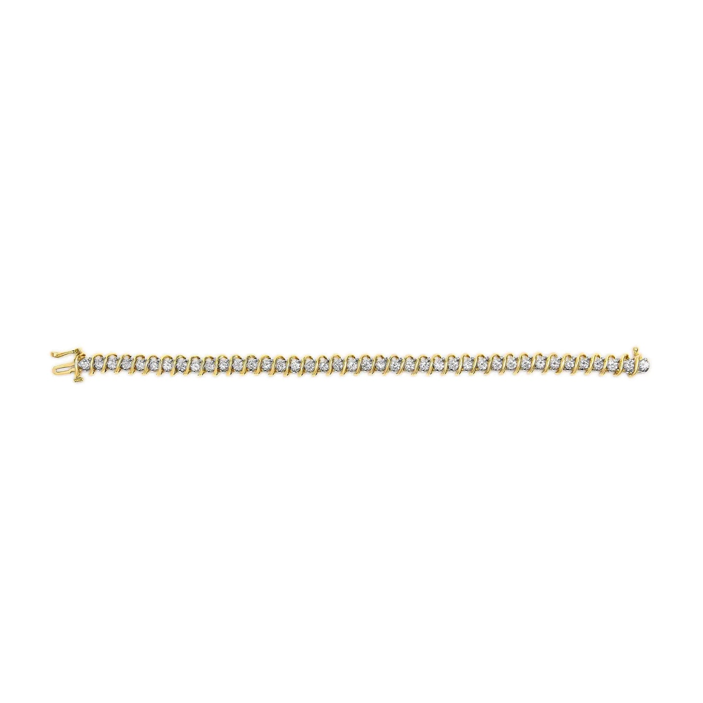 18K Yellow Gold 4.0 Cttw Round-Cut Diamond S-Link 7" Inch Tennis Bracelet (I-J Color, SI1-SI2 Clarity) WEM Support (www.WEM.support)