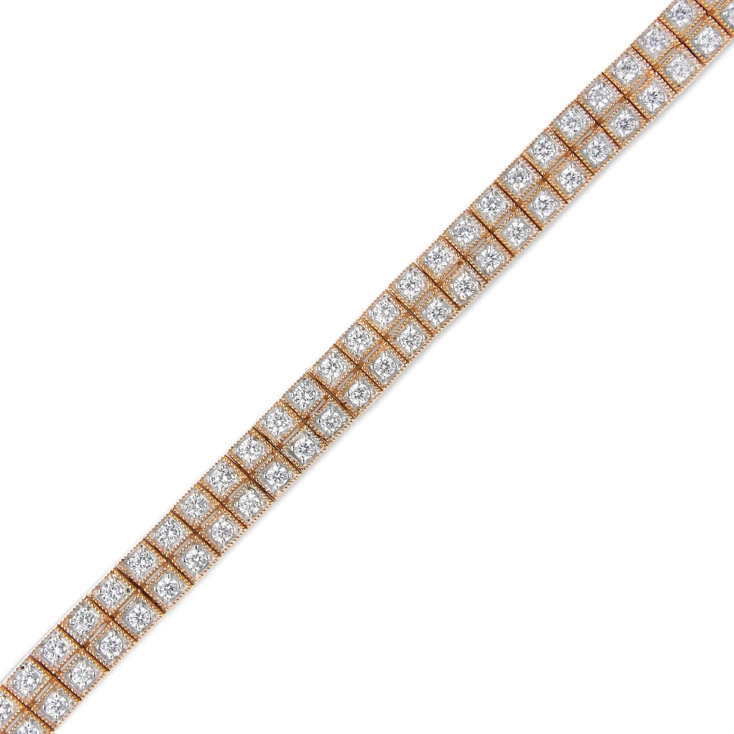 14K Rose Gold 3.0 Cttw Lab Grown Diamond Two Row Milgrain 7" Inch Tennis Bracelet (G-H Color, VS2-SI1 Clarity) WEM Support (www.WEM.support)