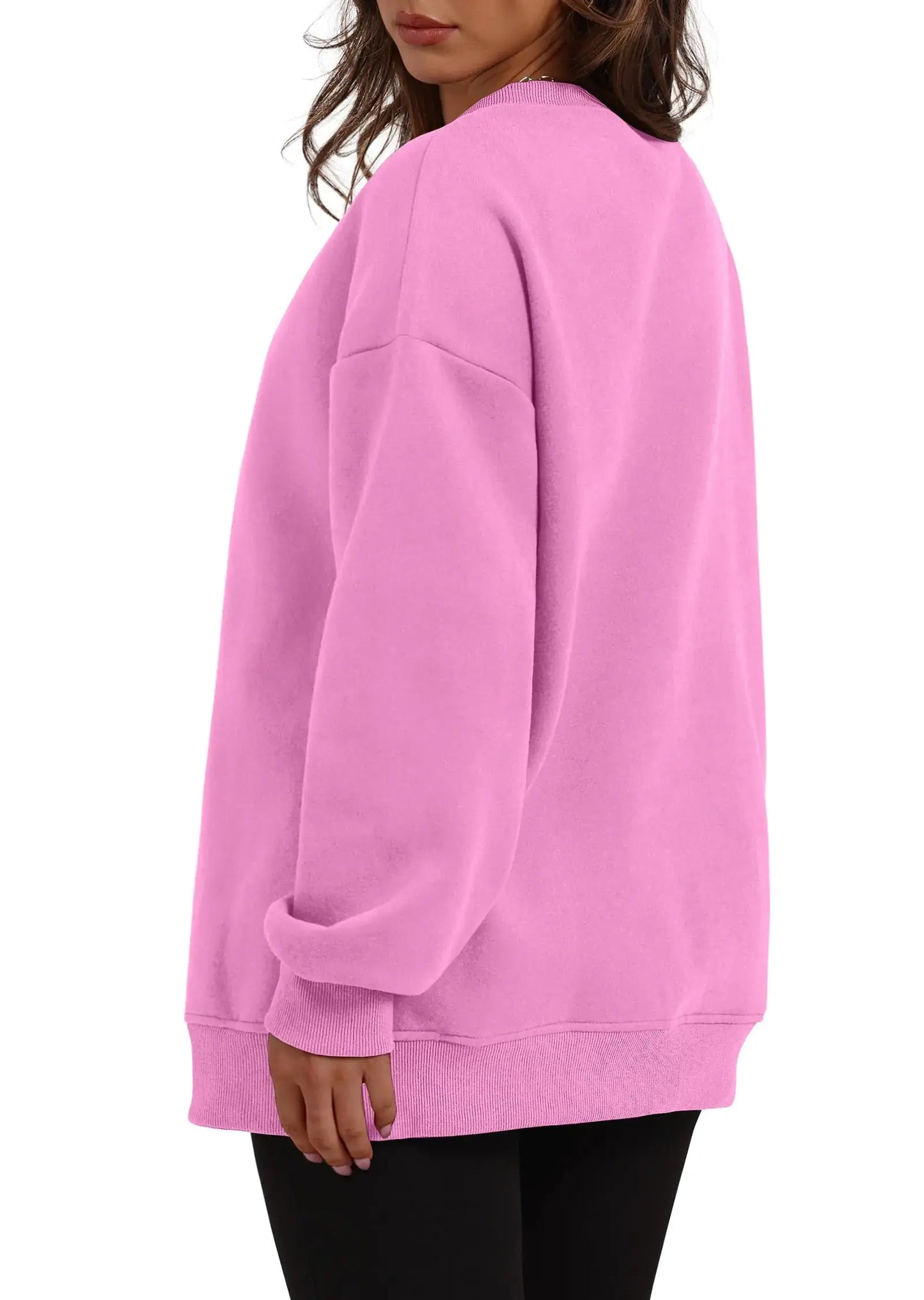 WIHOLL Womens Oversized Sweatshirts Crewneck Long Sleeve Tops Fleece Pullover Fall Fashion Clothes with Pocket Pink XX-Large My Store