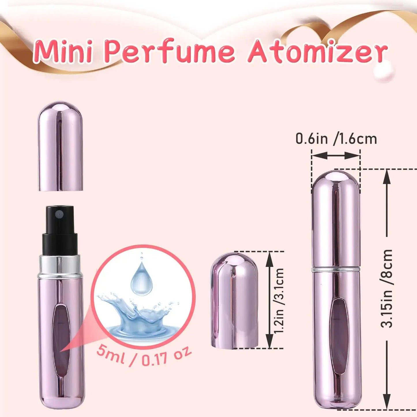 2 pcs Mini Perfume Travel Refillable Bottles-5ml Portable Atomizer Sprayer,Empty Pump Container for Traveling and Outgoing My Store