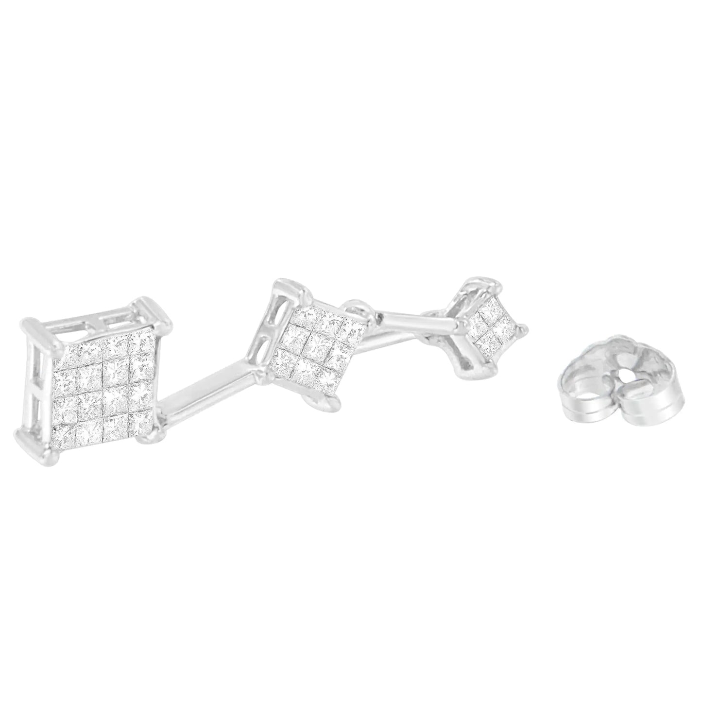 14K White Gold 1 cttw Princess Cut Diamond Earrings (G-H, VS1-VS2) WEM Support (www.WEM.support)