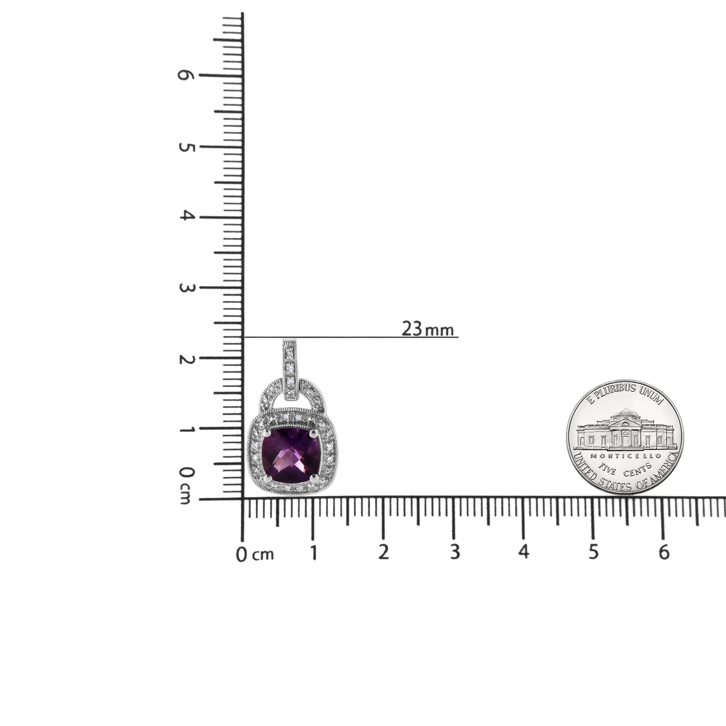 .925 Sterling Silver 8MM Natural Cushion Shaped Amethyst and Diamond Accent Halo with Push Back Dangle Earrings (I-J Color, I2-I3 Clarity) WEM Support (www.WEM.support)
