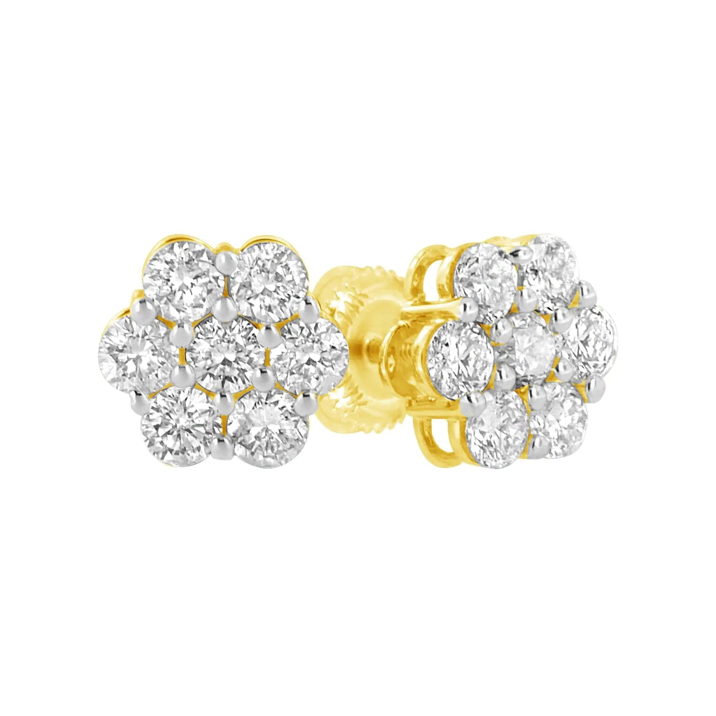 14K Yellow Gold 1.0 Cttw Diamond Flower Earring (J-K Color, I1-I2 Clarity) WEM Support (www.WEM.support)