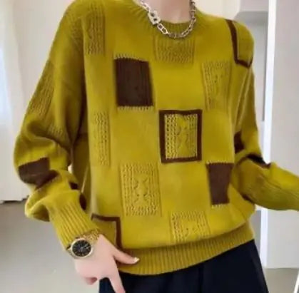 Women's Knitted Round Neck Long Sweater WEM Support (www.WEM.support)