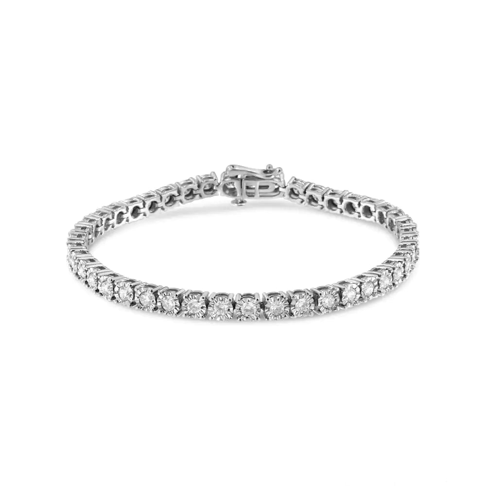 .925 Sterling Silver 3.0 Cttw Diamond Illusion-Set Miracle Plate Tennis Bracelet (I-J Color, I3 Clarity) - 7" WEM Support (www.WEM.support)