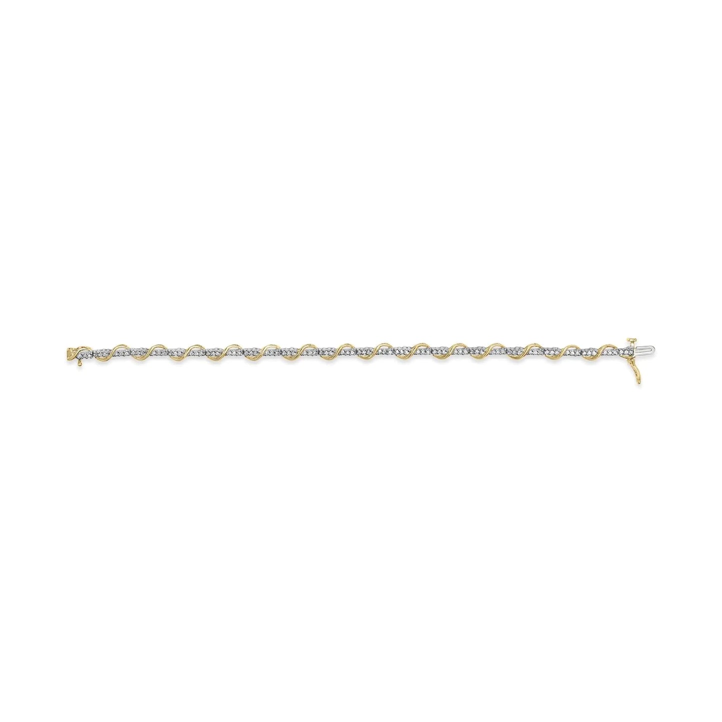 10k Two-Tone Gold 1/2 Cttw Diamond Spiral Over Link Bracelet (I-J Color, I2-I3 Clarity) 7" Inches WEM Support (www.WEM.support)