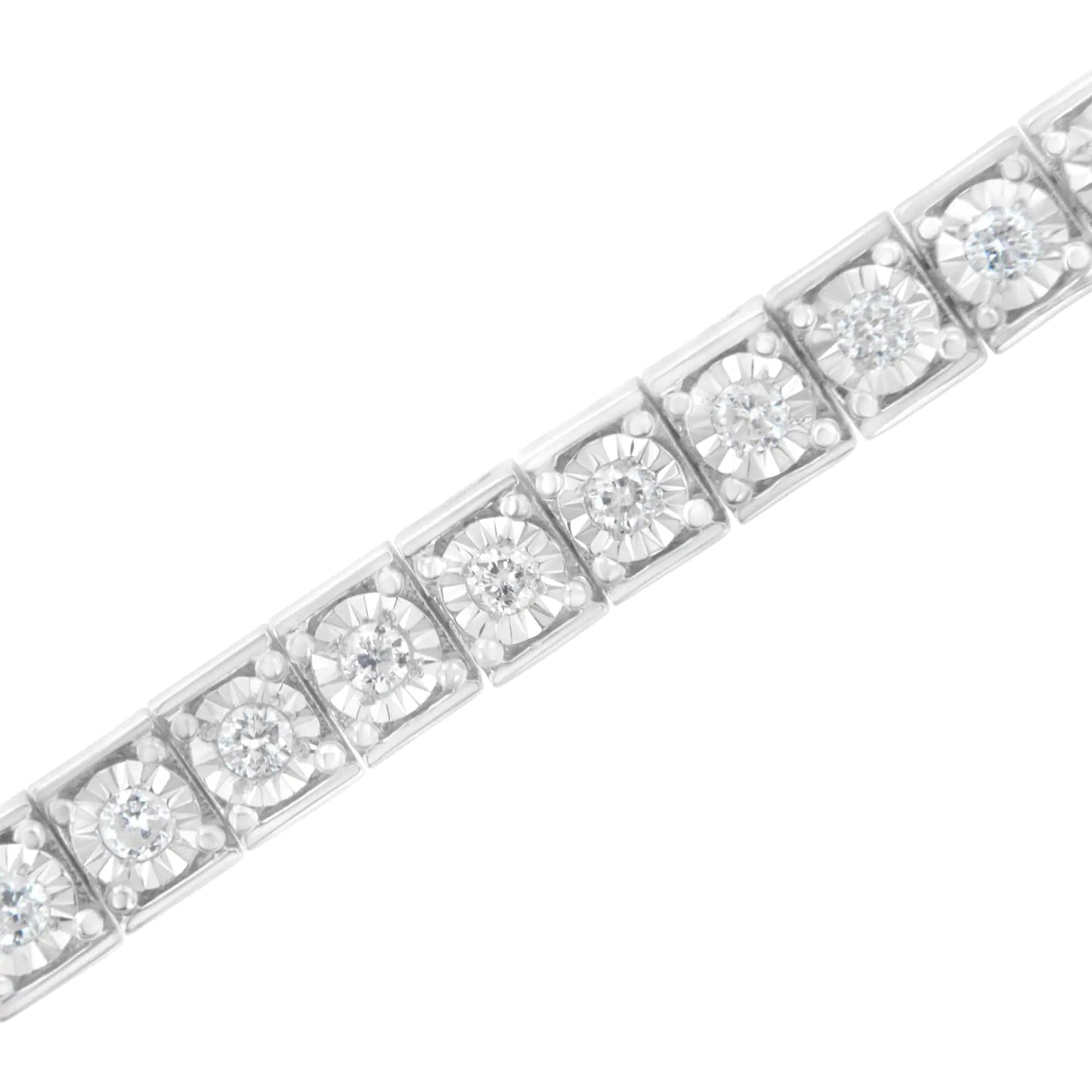 .925 Sterling Silver Brilliant-Cut Round Diamond Square Frame Miracle-Set Tennis Bracelet (2 cttw, I-J Color, I2-I3 Clarity) - Size 7" WEM Support (www.WEM.support)