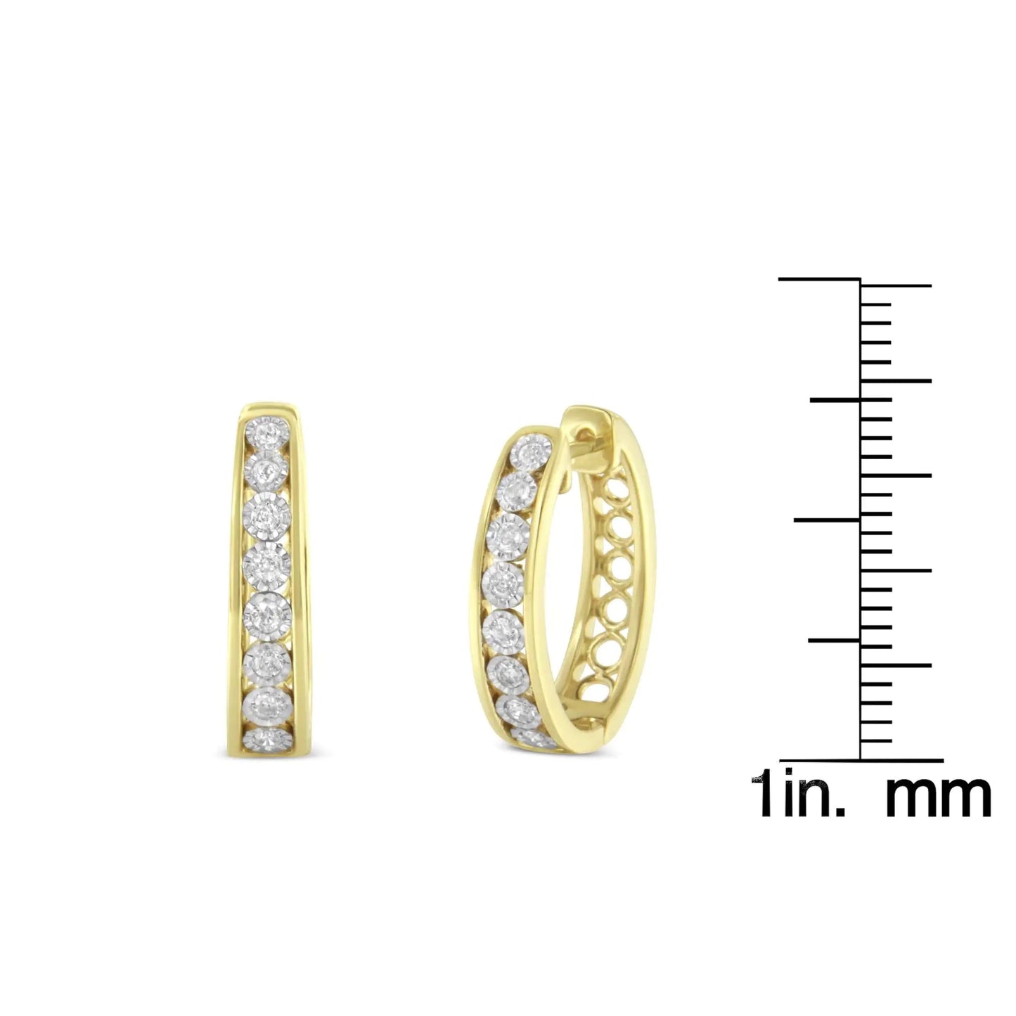 10KT Yellow and White Gold Diamond Hoop Earring (1/2 cttw, J-K Color, I2-I3 Clarity) WEM Support (www.WEM.support)