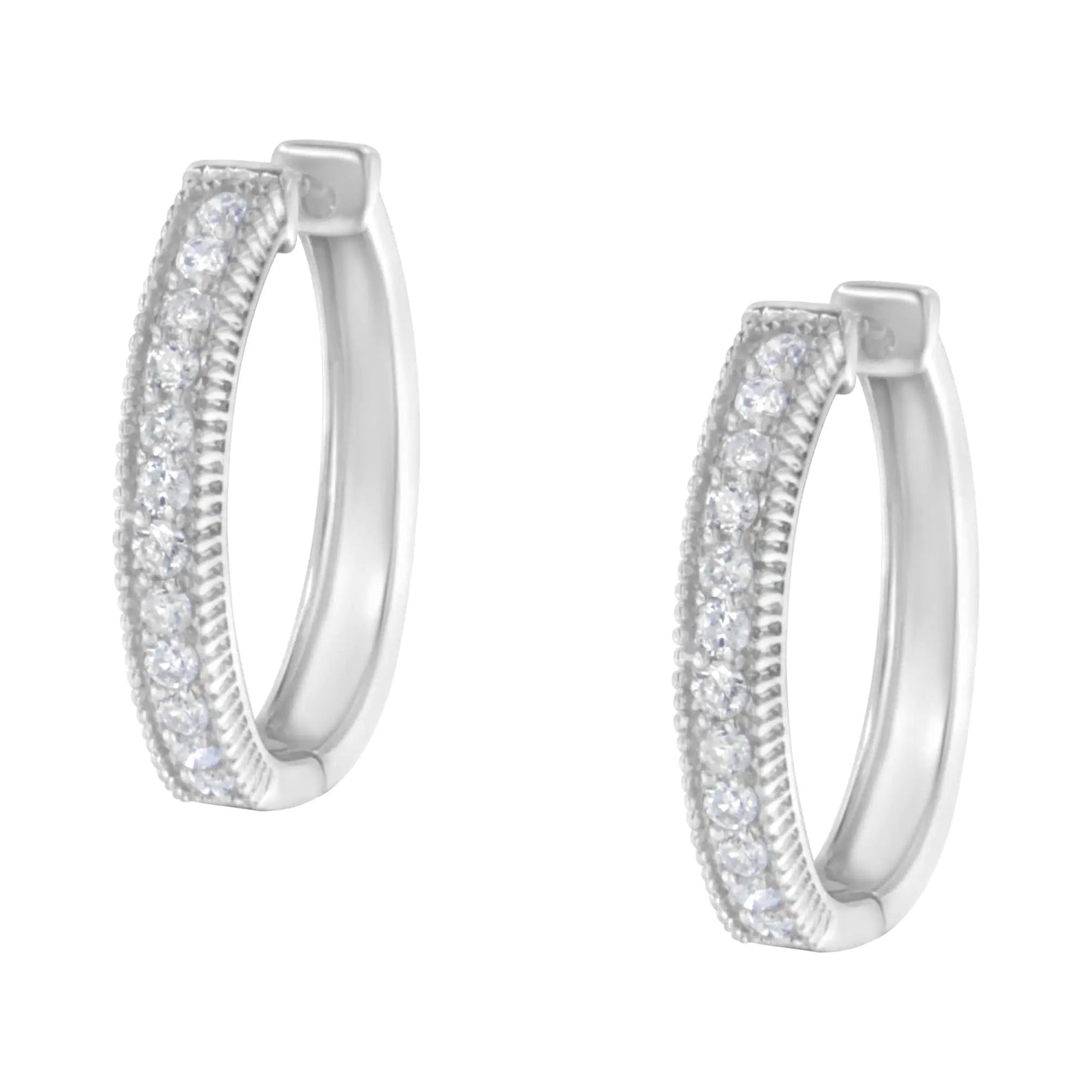 10KT White Gold Diamond Hoop Earring (1.00 cttw, H-I Color, I1-I2 Clarity) WEM Support (www.WEM.support)