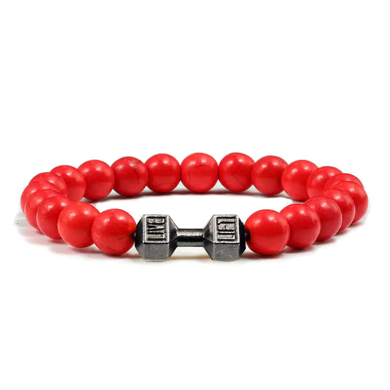 Turquoise Energy Gun Black Electroplated Alloy Barbell Bracelet WEM Support (www.WEM.support)