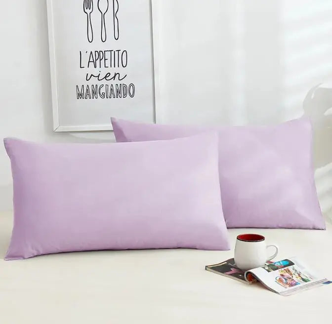 A Pair Of Pure Color Cotton Pillowcases WEM Support (www.WEM.support)