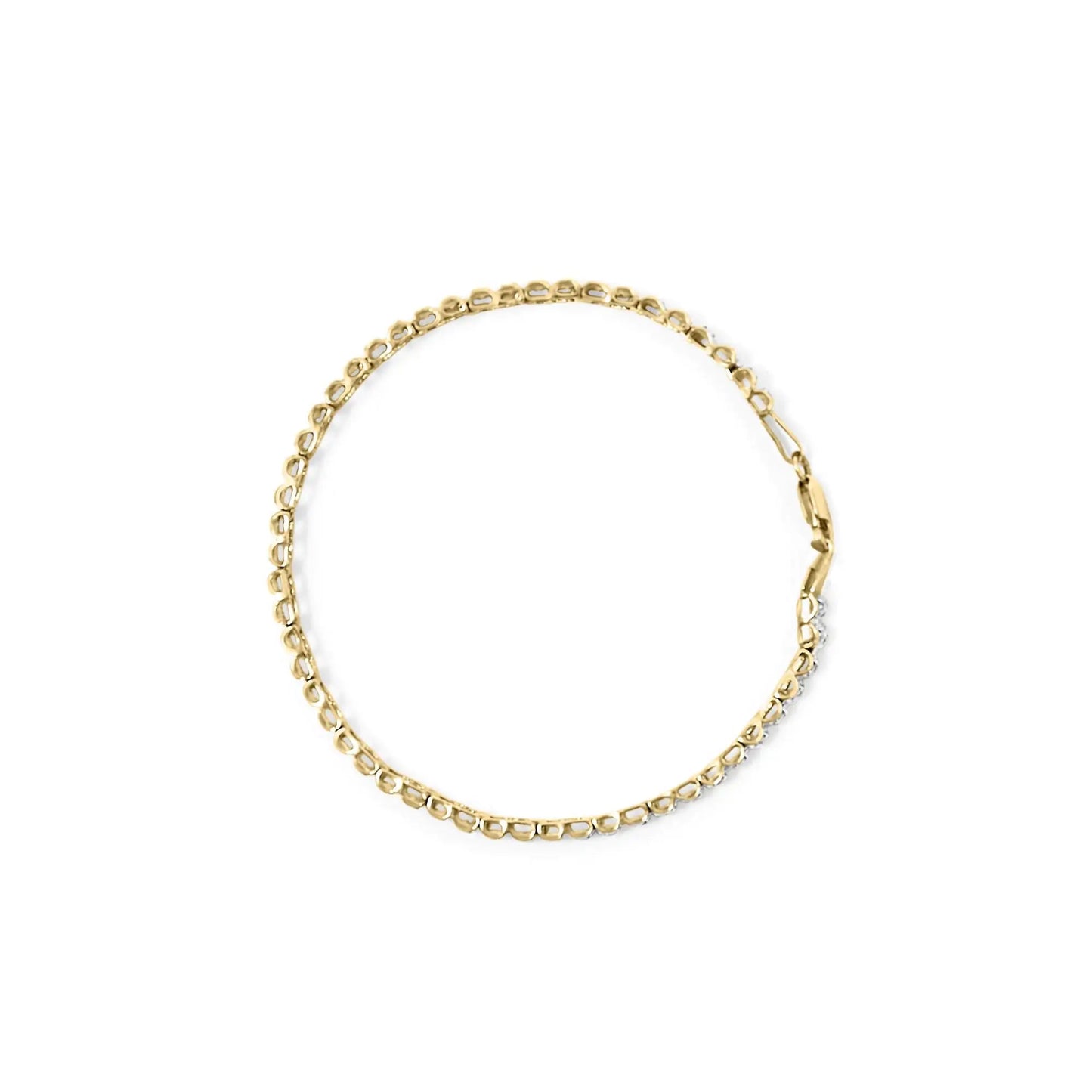 10K Yellow Gold 1.00 Cttw Round-Cut Diamond Link Bracelet (I-J Color, I3-Promo Clarity) - Size 7" WEM Support (www.WEM.support)