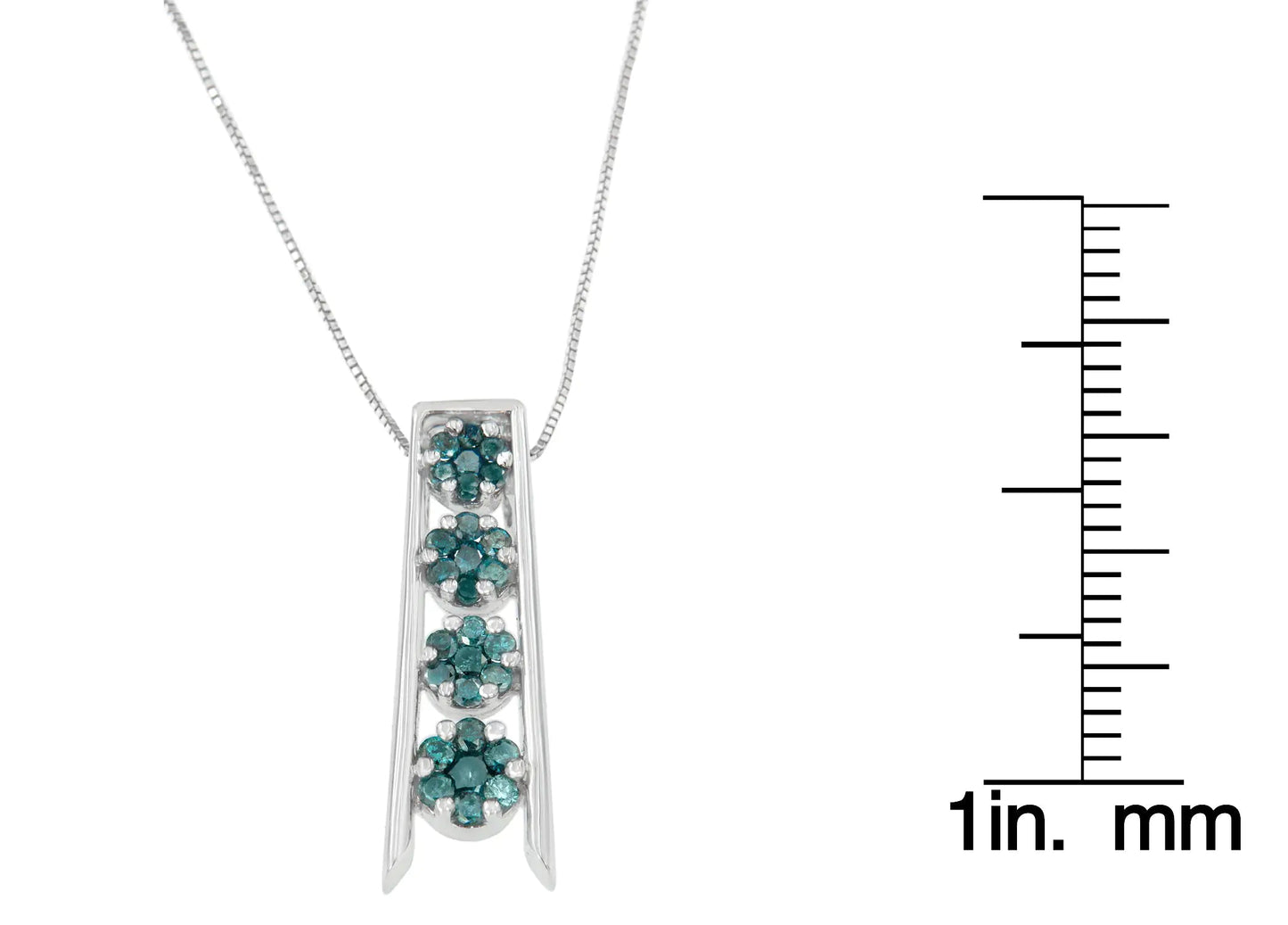 14K White Gold 1/2 cttw Treated Blue Diamond Journey Pendant Necklace (Blue, I1-I2) WEM Support (www.WEM.support)
