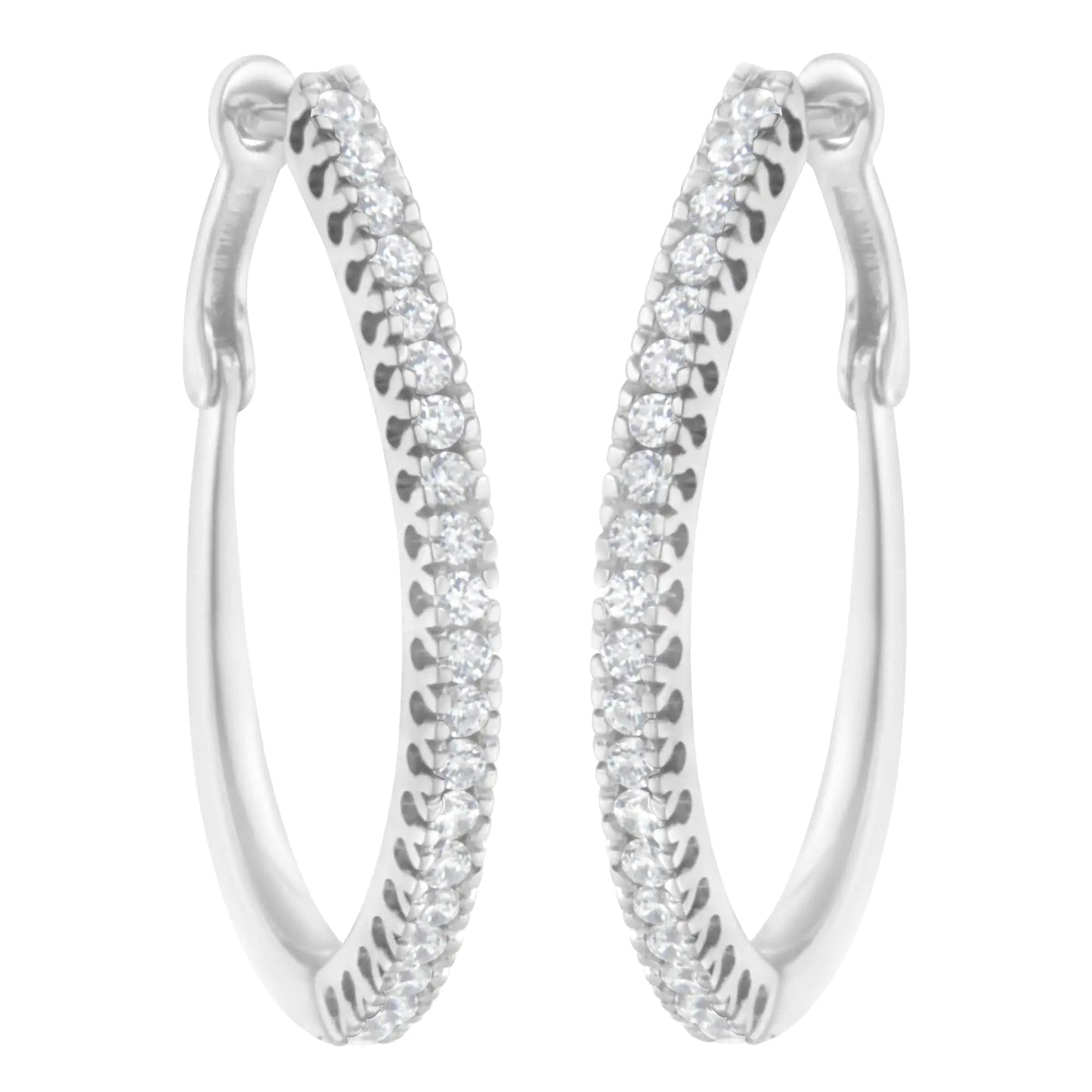 10KT White Gold 1/2 cttw Diamond Hoop Earrings (I-J, I2-I3) WEM Support (www.WEM.support)