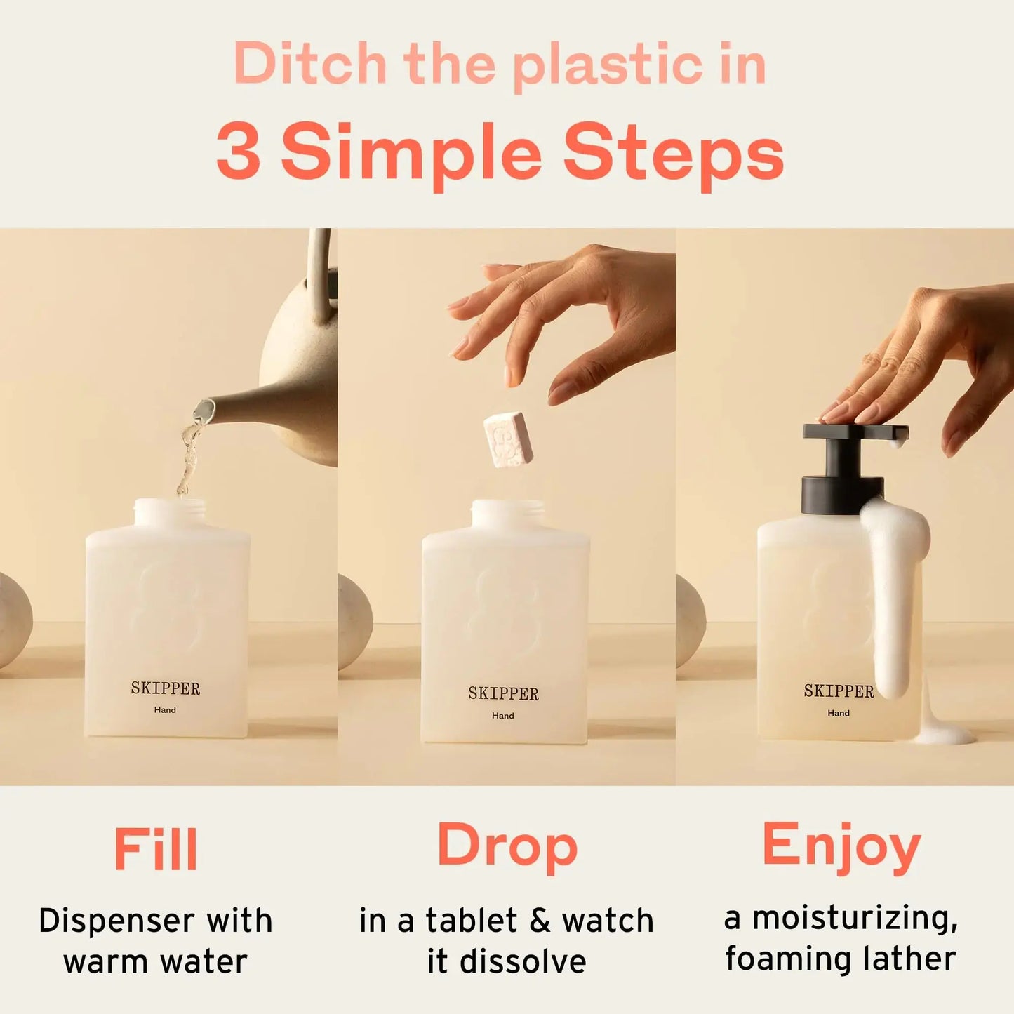 Tirtyl Skipper Foaming Hand Soap Tablet Refills - 12 Pack - 4oz fl total (12x 0.4 fl oz) - Rebranded - Compostable Packaging - Unscented My Store
