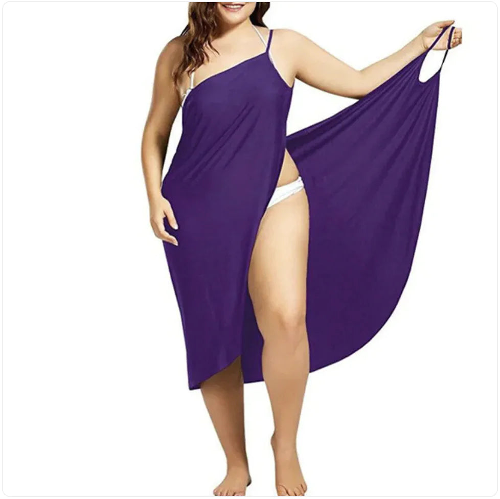 Vestido de Playa con Tirantes Cruzados de Color Sólido HejK.com