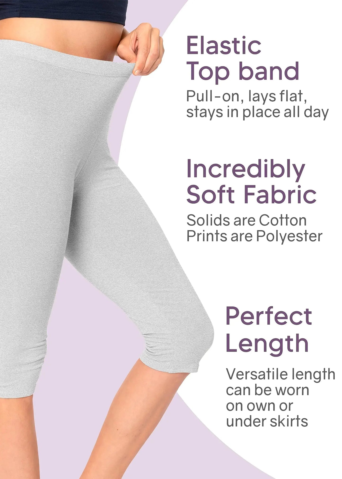 Women's and Plus Size Knee-Length and Ankle Length Leggings | X-Small- 7X Adult Knee Length Small Heather Gray My Store