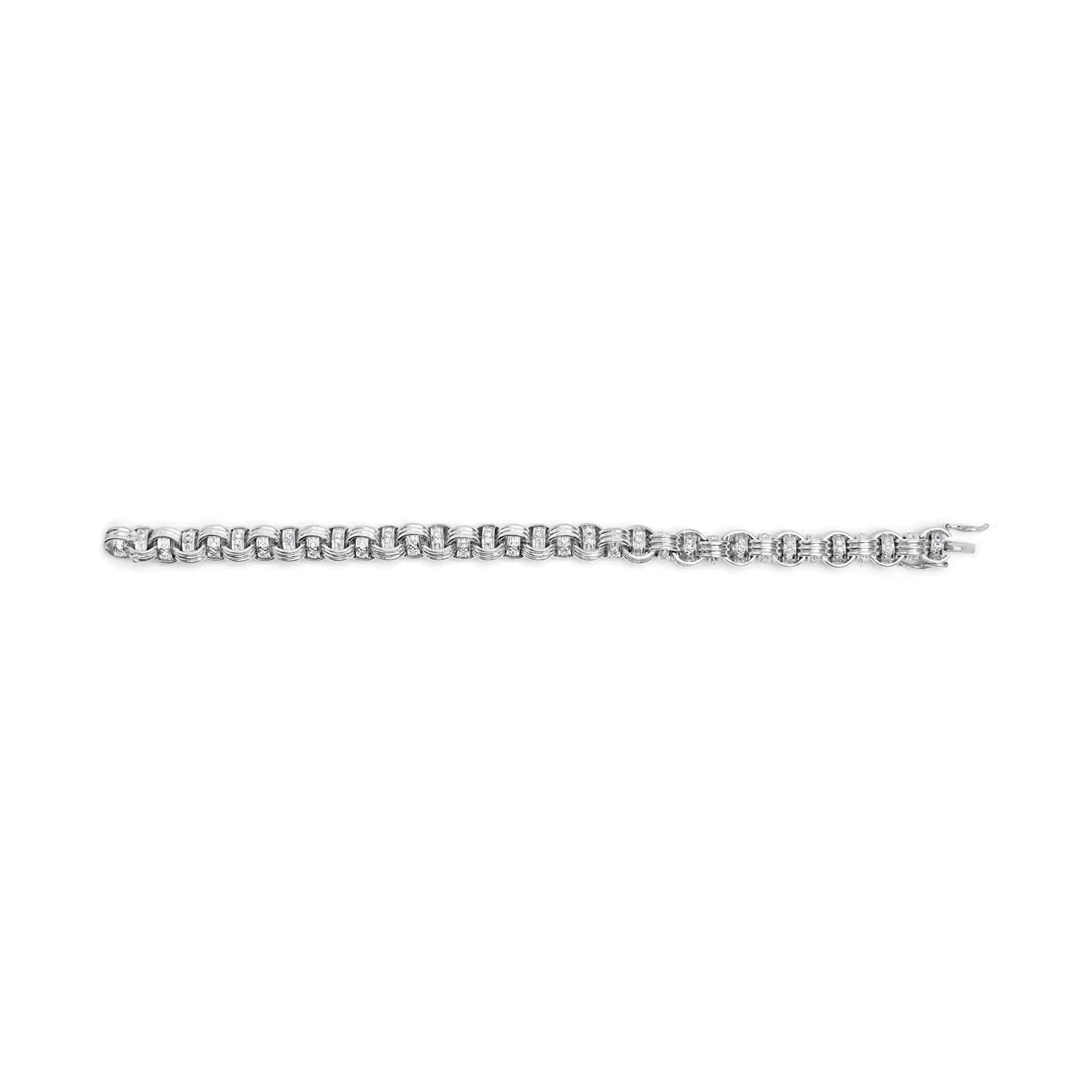 14K White Gold 1/2 Cttw Diamond Knotted Byzantine Link Bracelet (H-I Color, I2-I3 Clarity) - 7" Inches WEM Support (www.WEM.support)